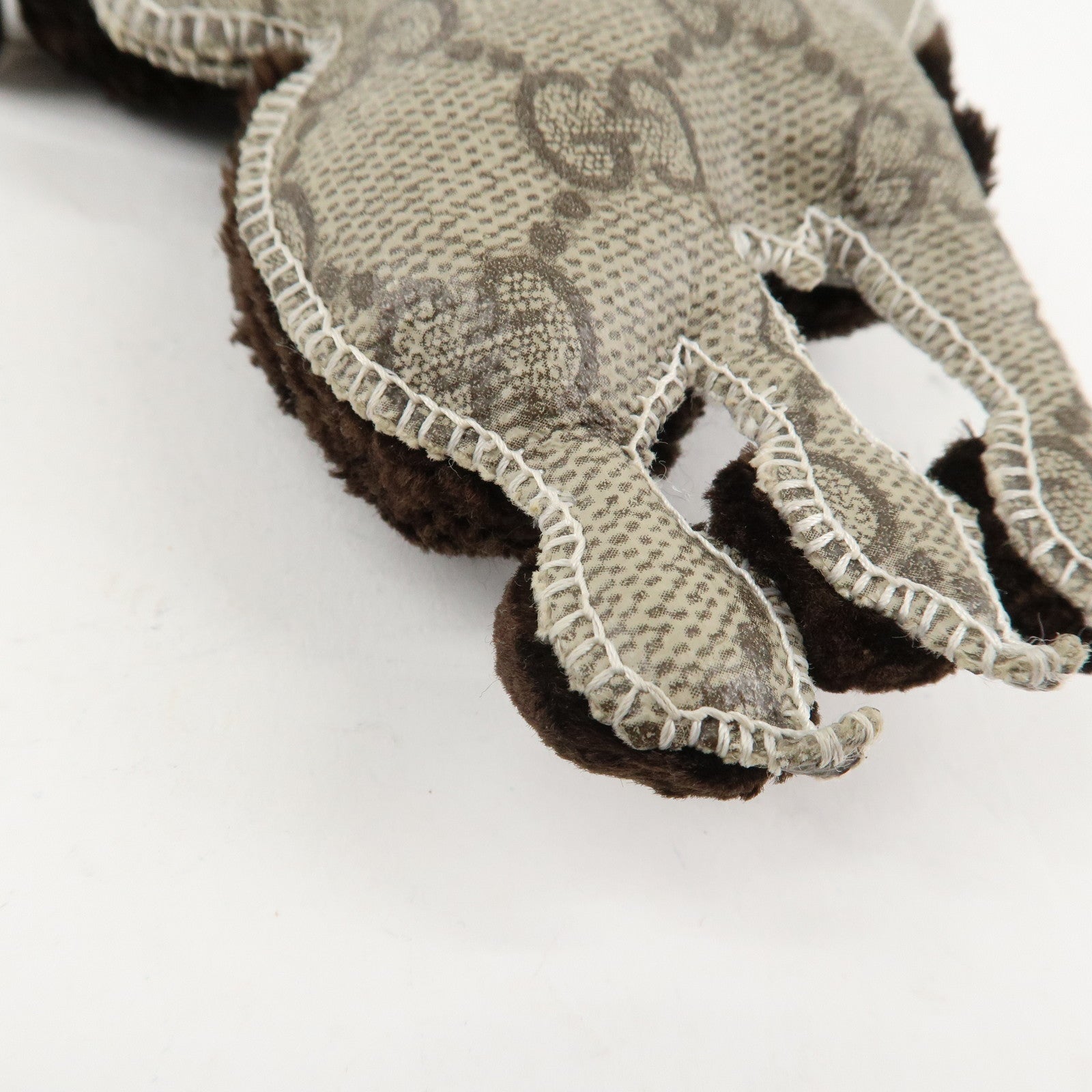 GUCCI Gucciori Leather GG Supreme Bag Charm Poodle Beige Brown Used