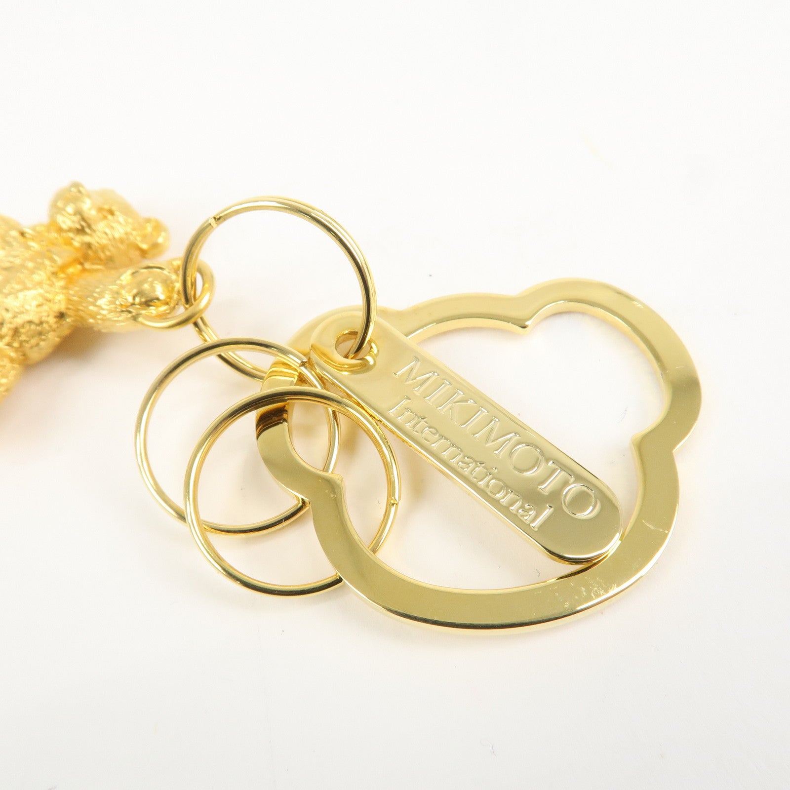 MIKIMOTO Metal Teddy Bear Bag Charm Key Chain Gold