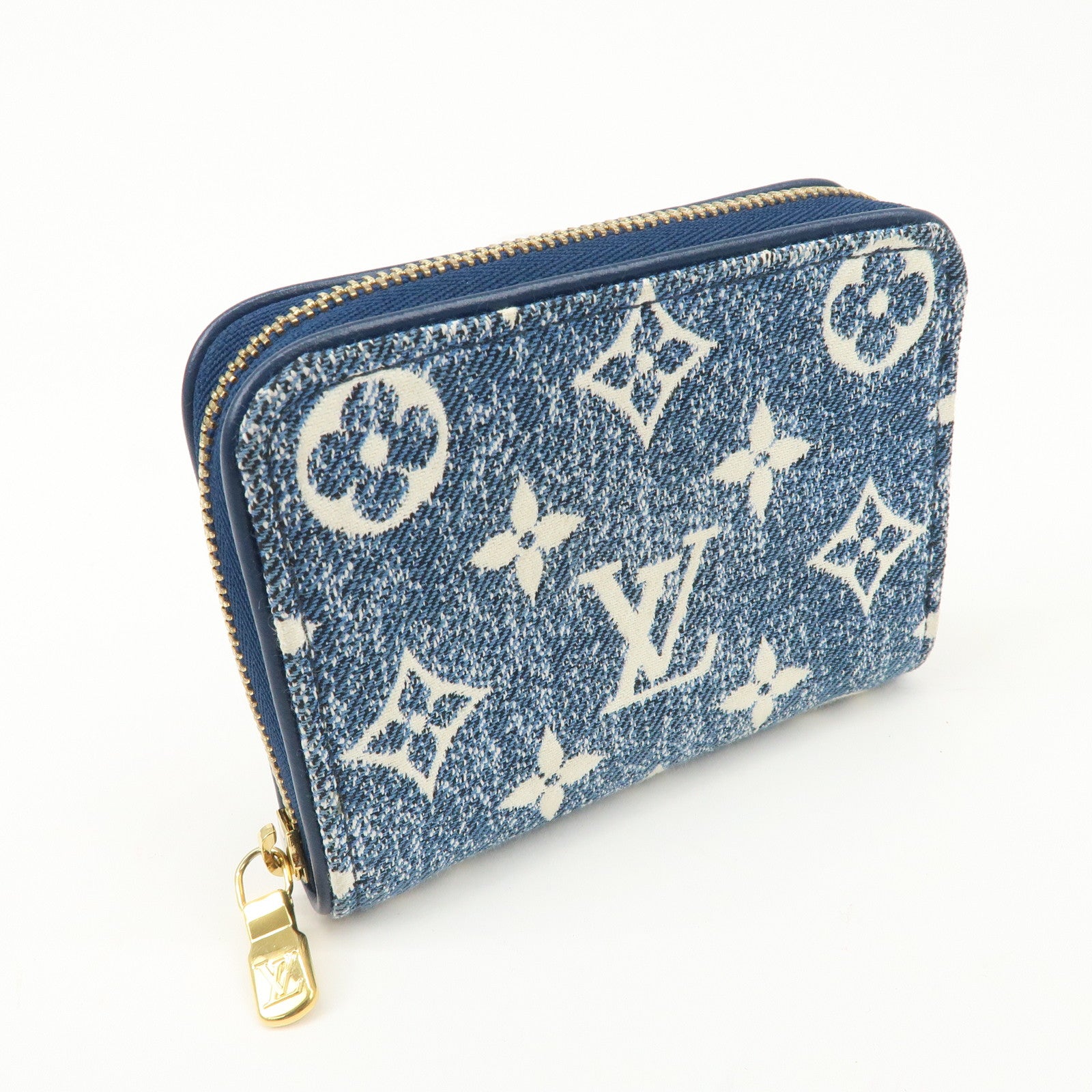 Louis Vuitton Monogram Denim Coin Case Compact Wallet Blue M81185