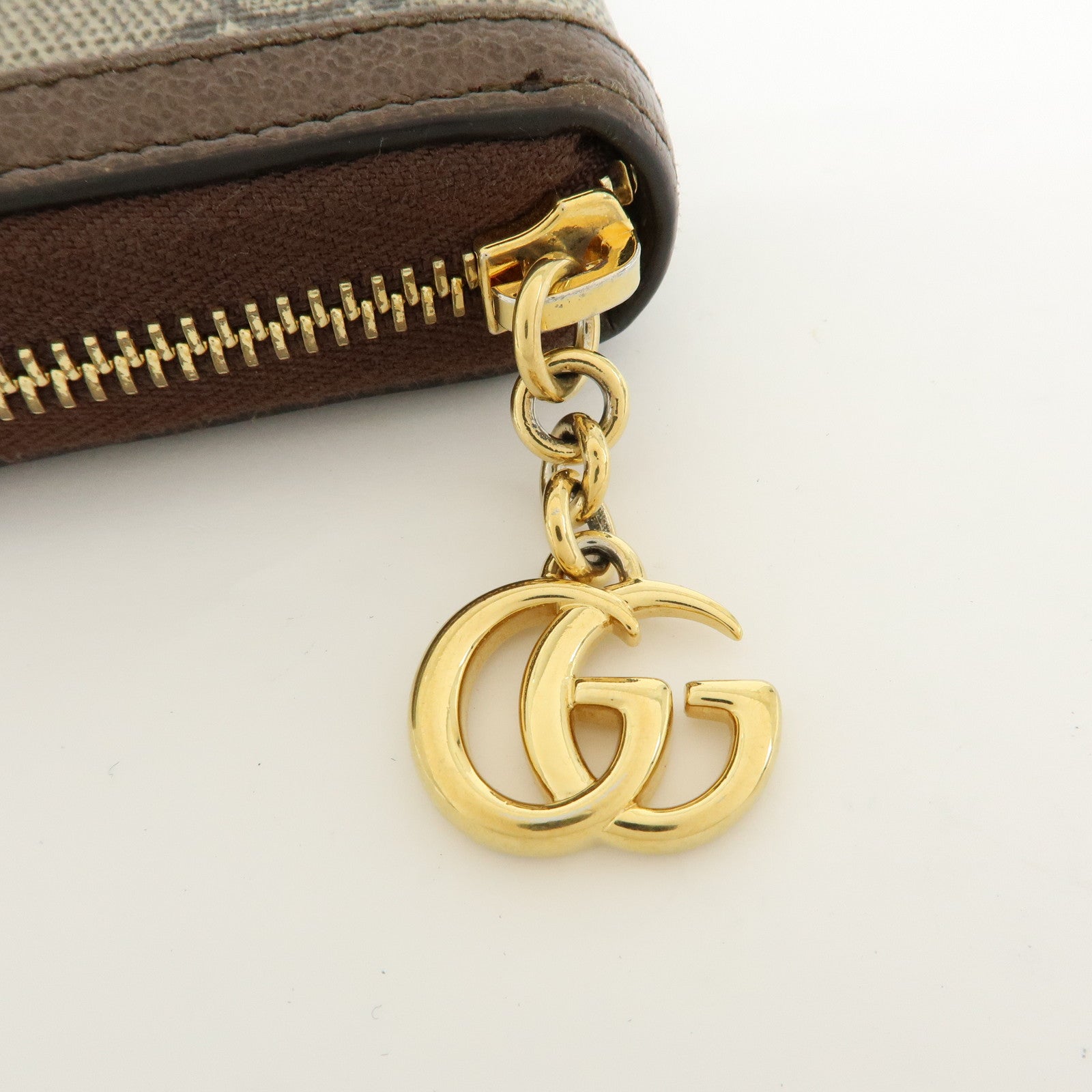 GUCCI Ophidia Sherry GG Supreme Leather Round Zippy Wallet 523154