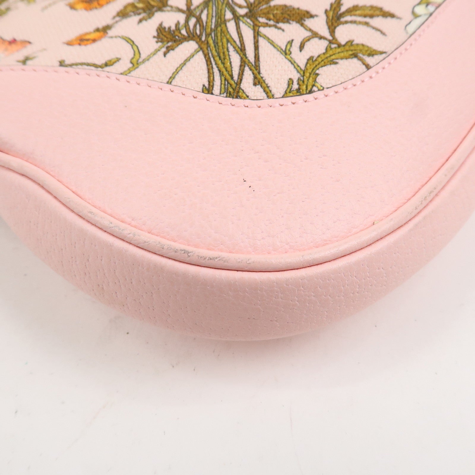 GUCCI New Jackie Flora Canvas Leather Shoulder Bag Hand Bag Pink 550152