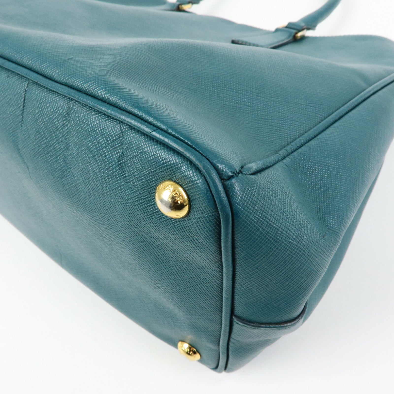 PRADA Triangle Logo Galleria Saffiano Leather Tote Hand Bag Green