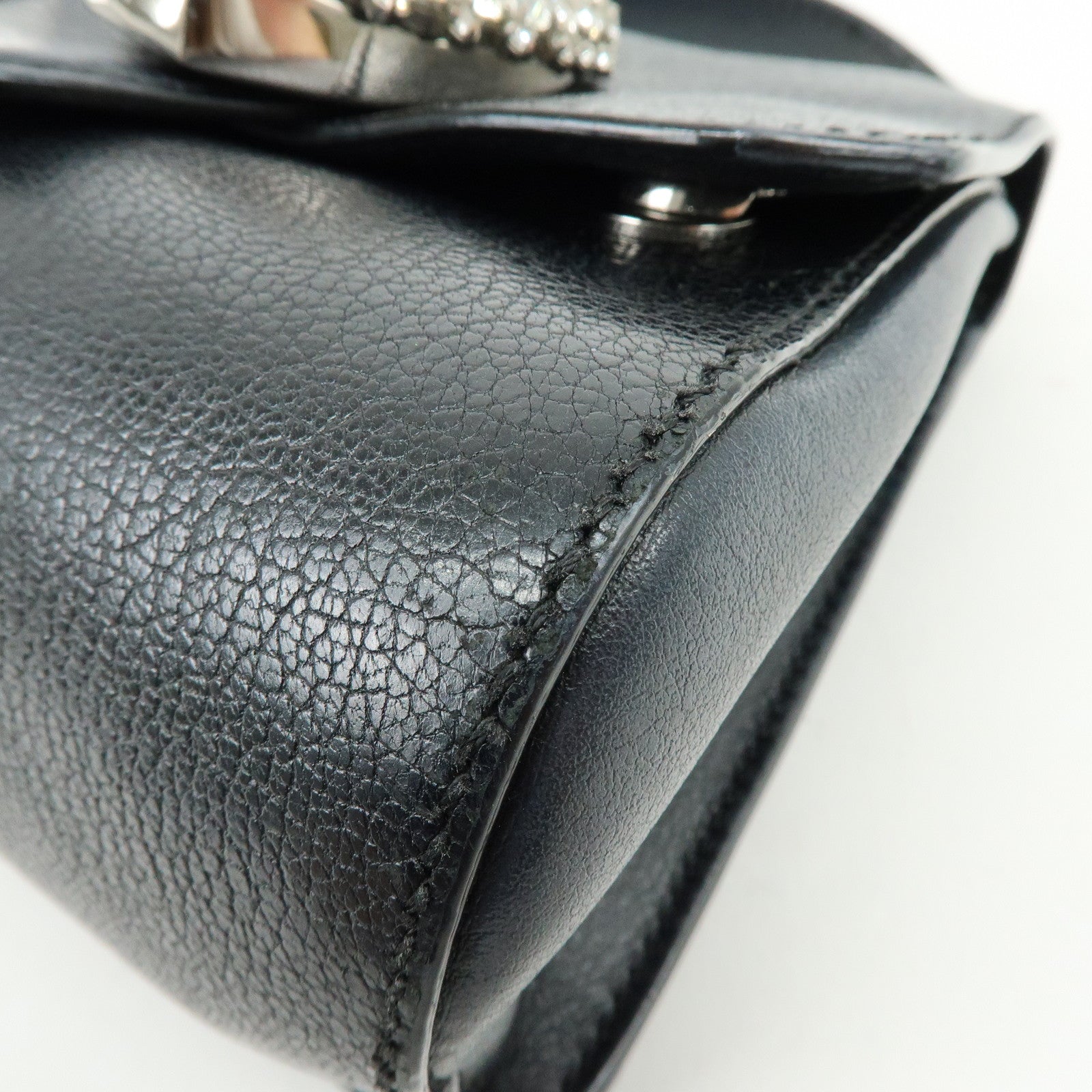 Jimmy Choo Madeline Leather Rhinestone 2Way Hand Shoulder Bag Black