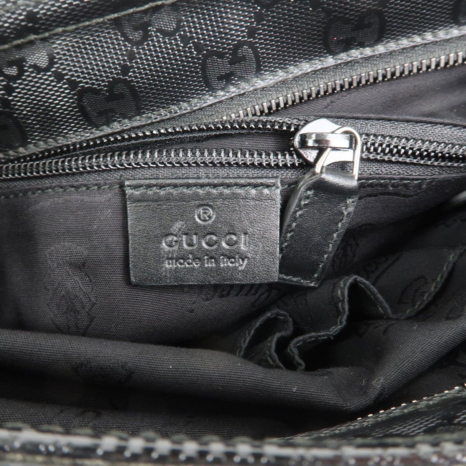 GUCCI GG Imprime Monogram PVC Shoulder Bag Cross Body Bag Black 295257