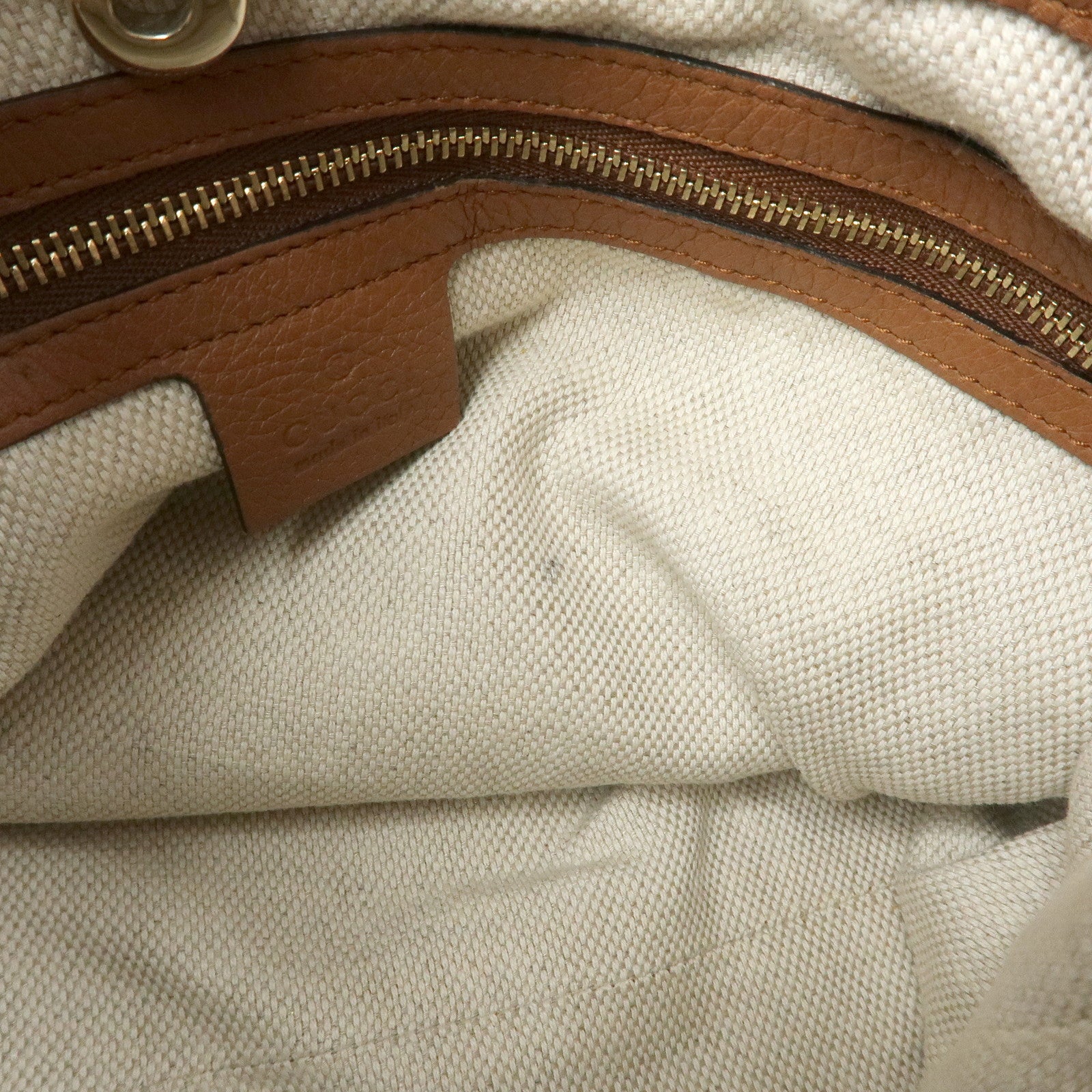 GUCCI SOHO Interlocking G Leather Chain Shoulder Bag Brown 308982
