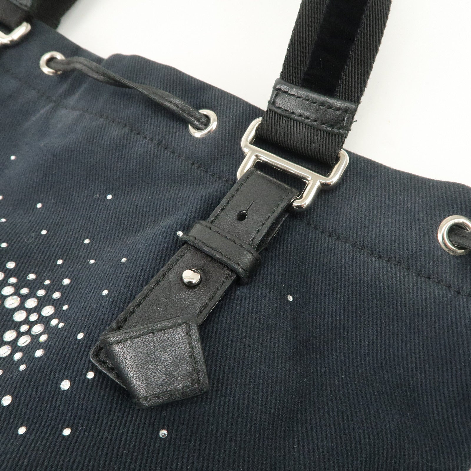 Saint Laurent Leather Canvas Velour Bijou Tote Bag Black Used