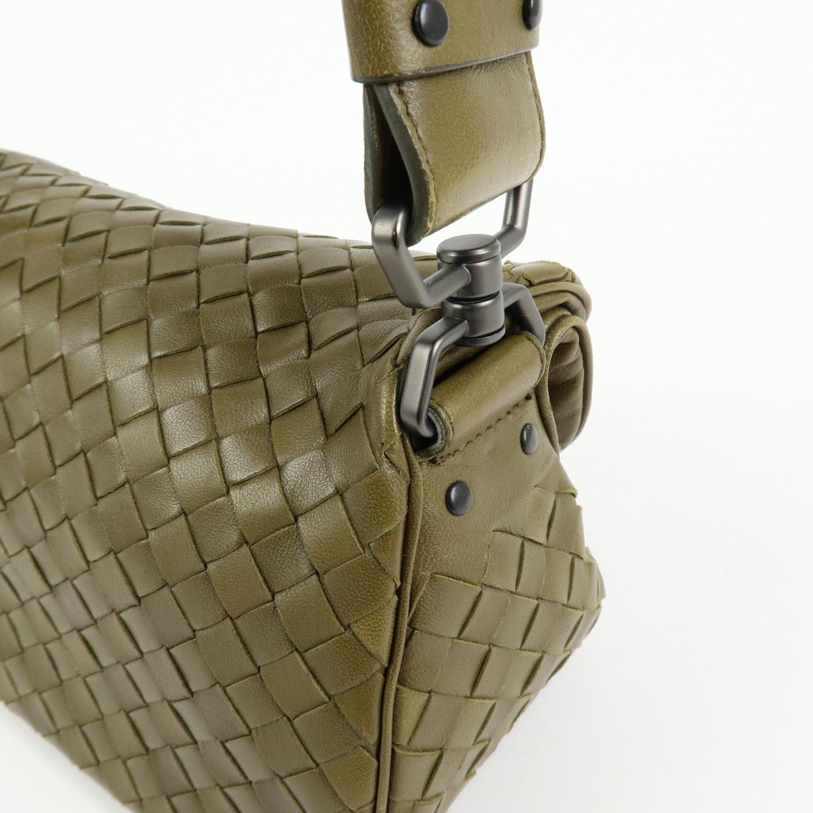 BOTTEGA VENETA Intrecciato Leather Shoulder Bag Khaki 142467