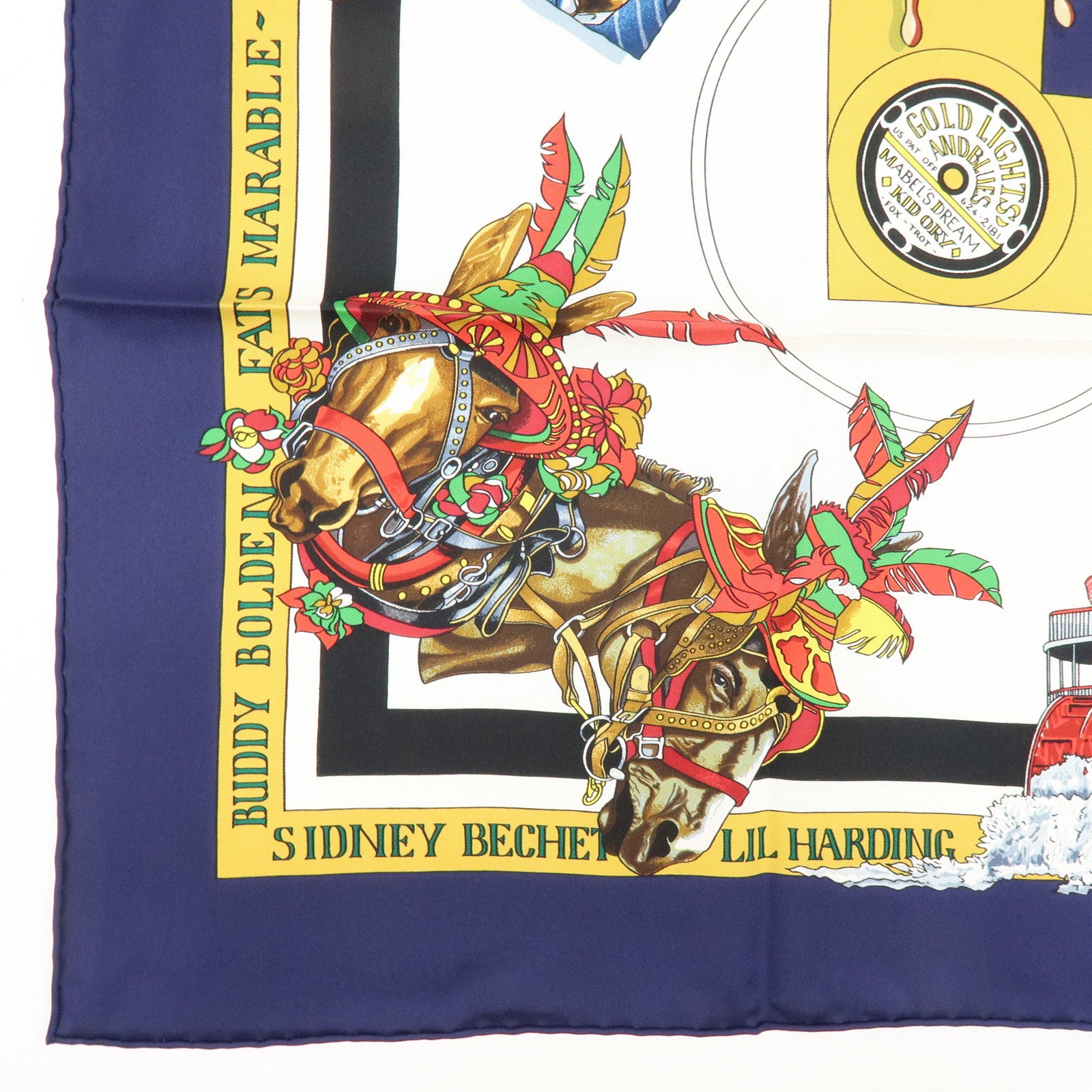 HERMES Carre90 Silk 100% Scarf ORIGINAL NEW ORLEANS CREOLE JAZZ1923