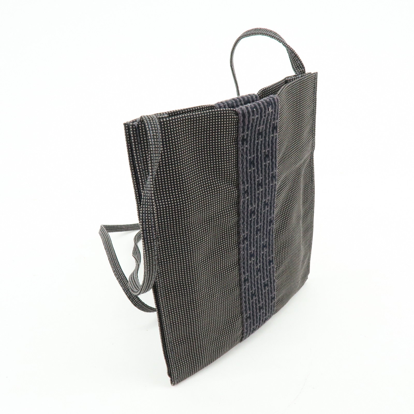 HERMES Herline Canvas Leather Shoulder Bag Crossbody Bag Black