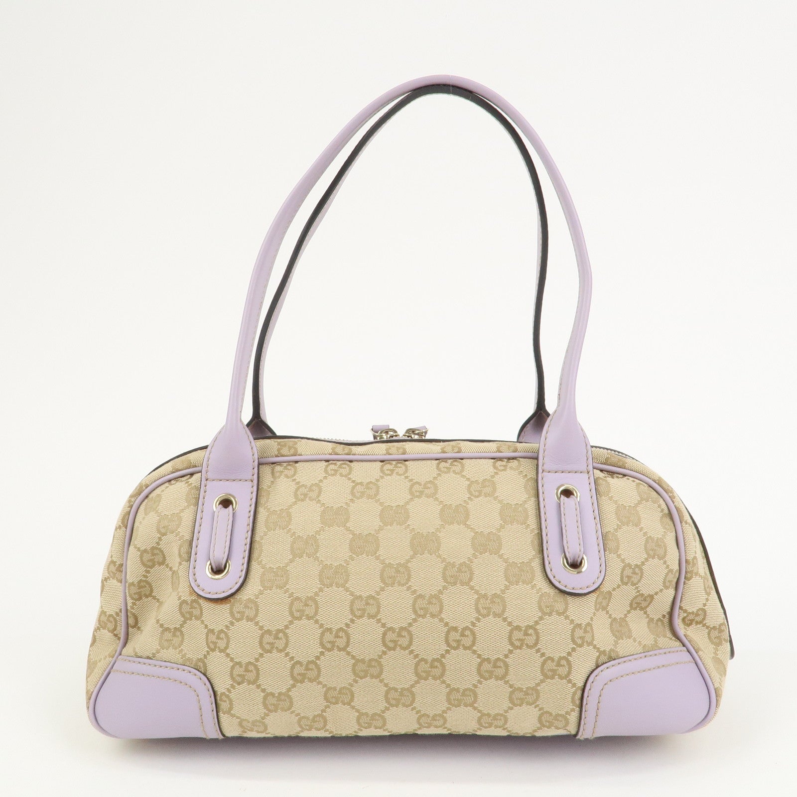 GUCCI Princy GG Canvas Leather Boston Bag Hand Bag Beige 161720