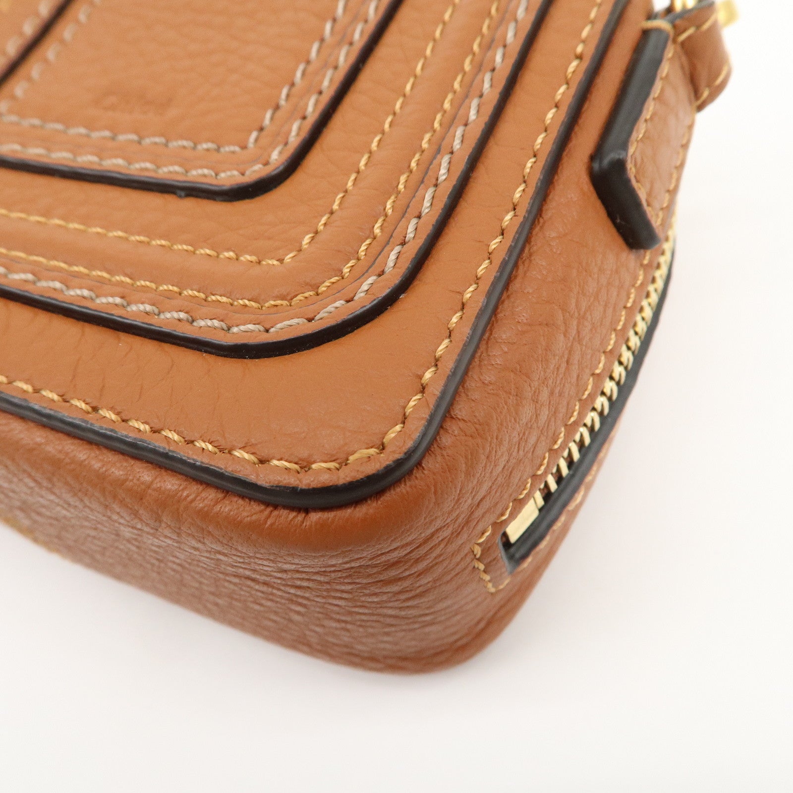 Chloe Marcie Logo Leather Shoulder bag Crossbody Bag Brown