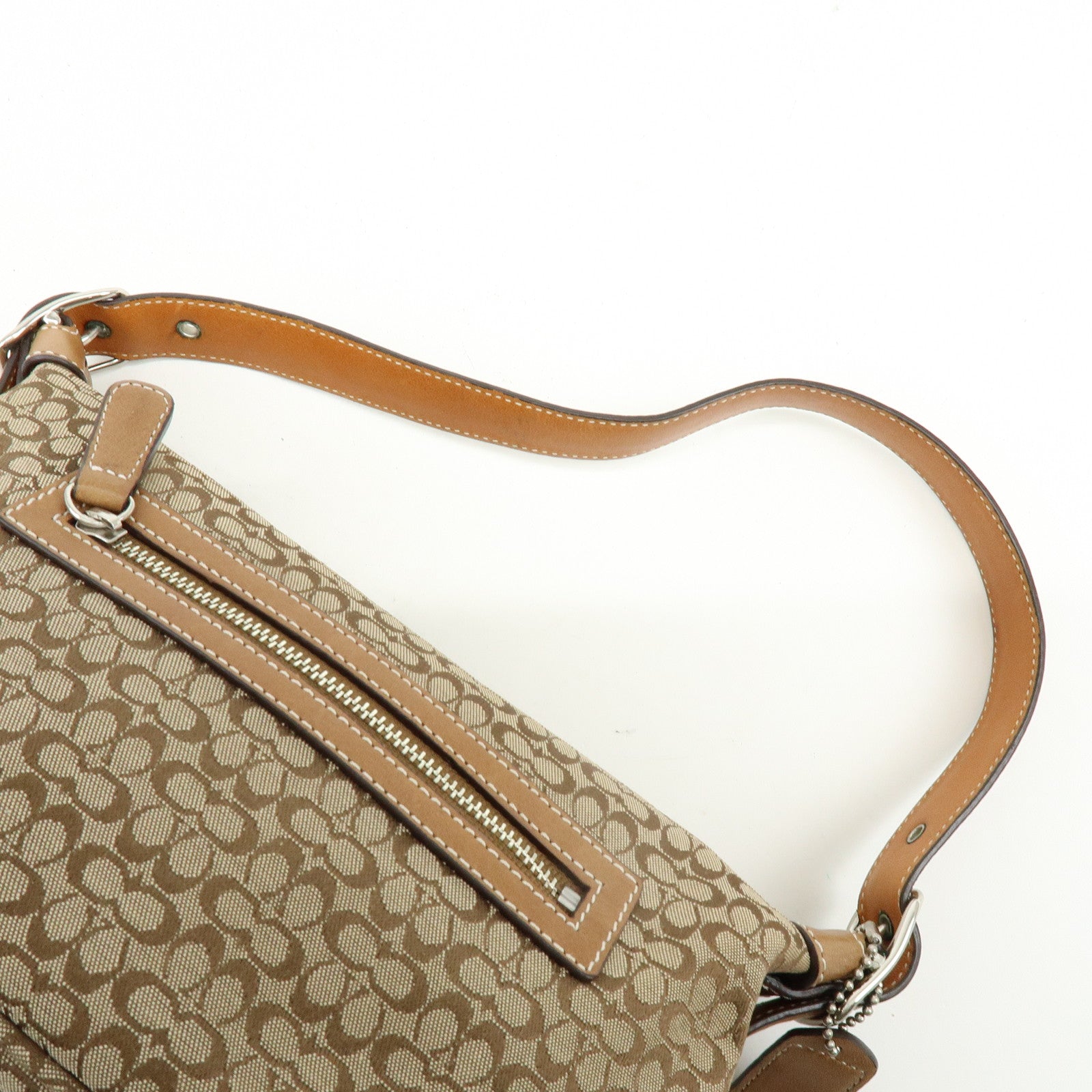 COACH Signature Canvas Leather Hand Bag Shoulder Bag Brown