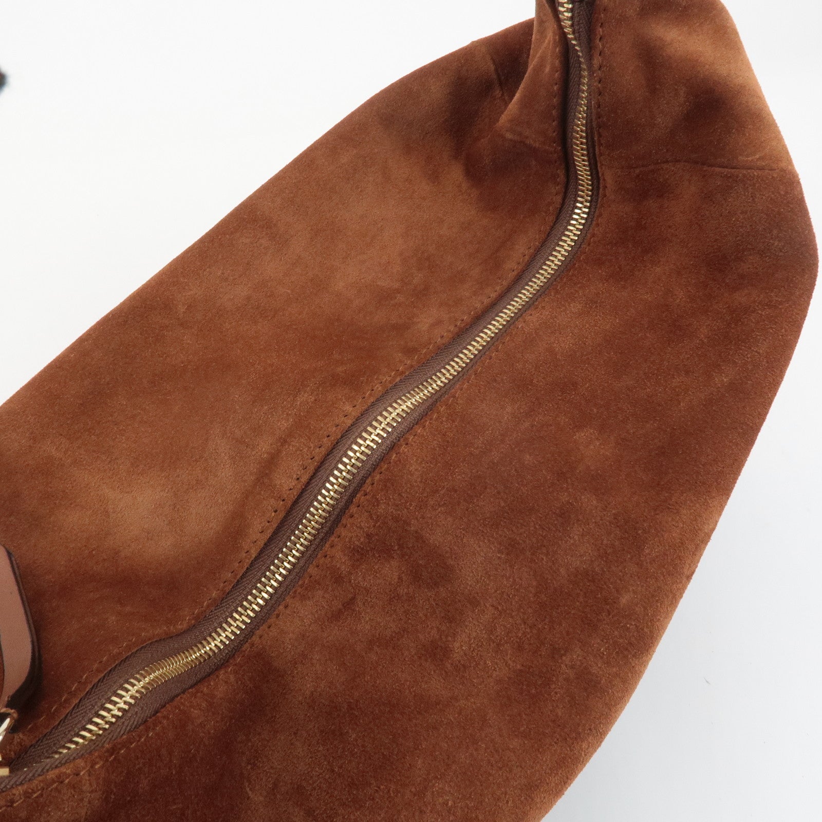 JIMMY CHOO Logo Suede Leather Shoulder Bag Hand Bag Brown Used