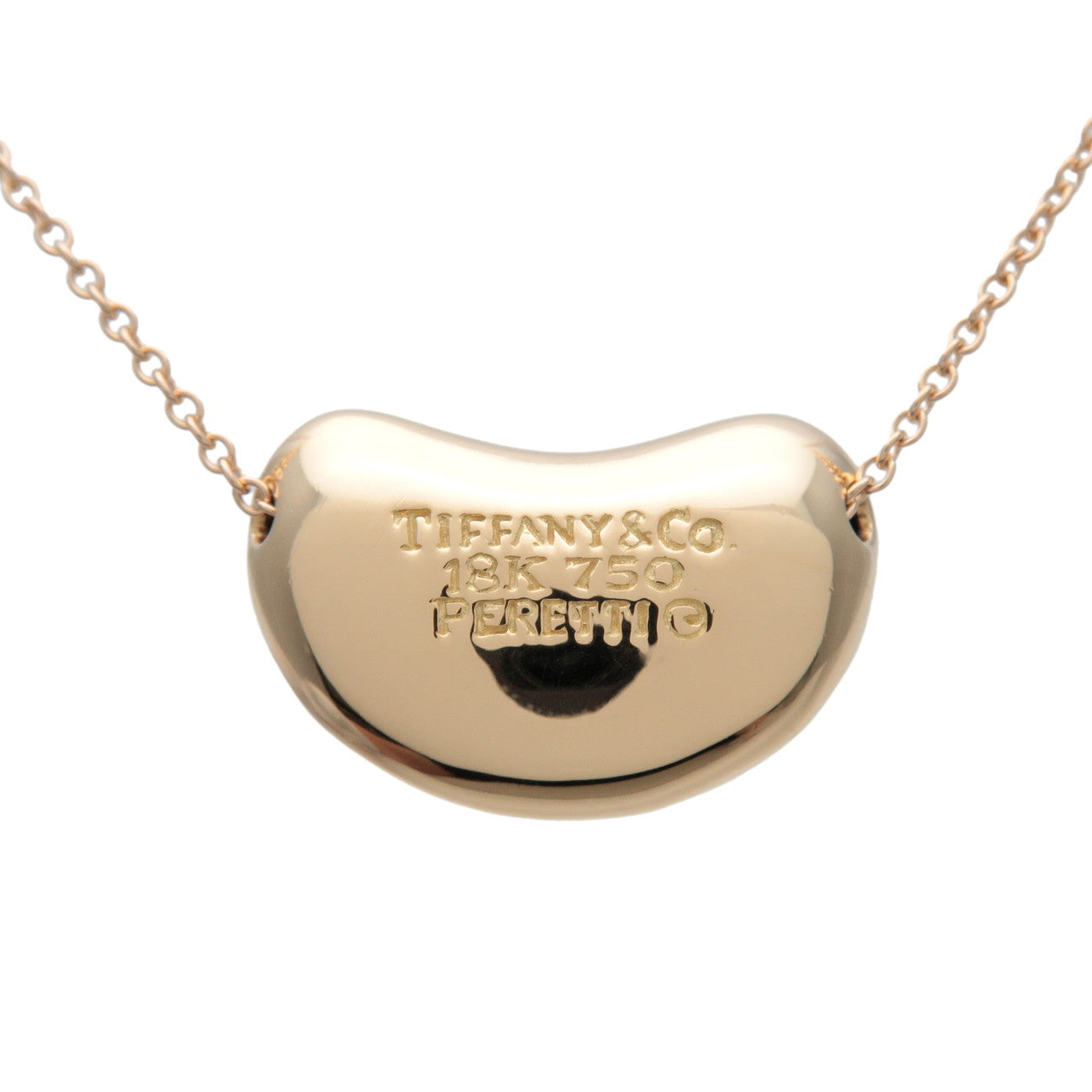 Tiffany&Co. Bean Necklace Medium K18YG 750YG Yellow Gold