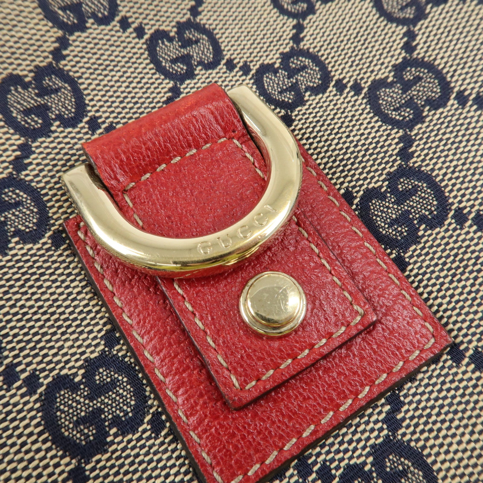 GUCCI Abbey GG Canvas Leather Shoulder Bag Hand Bag Beige Red 130738 Used