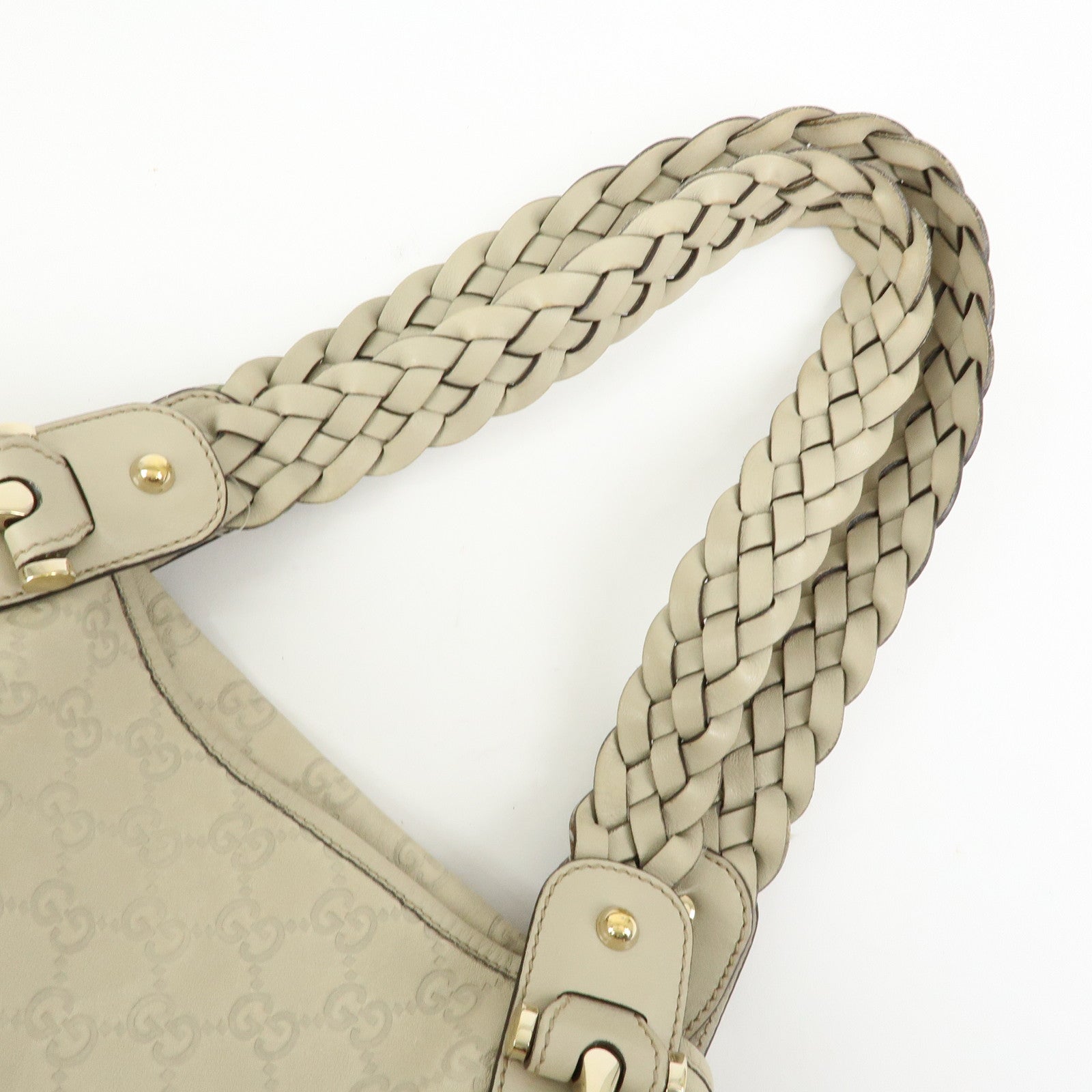 GUCCI Horsebit Guccissima Leather Hand Bag Ivory 137621