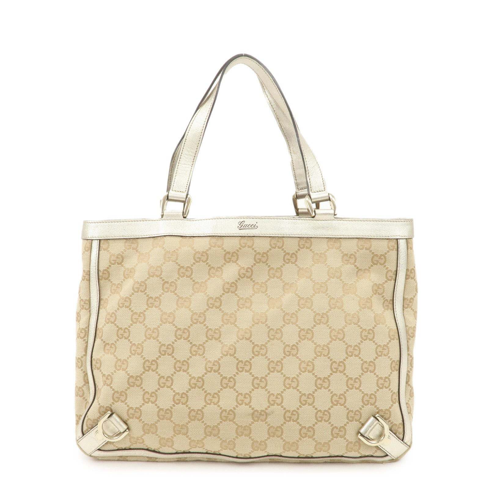 GUCCI Abbey GG Canvas Tote Bag Hand Bag Beige Gold 17004