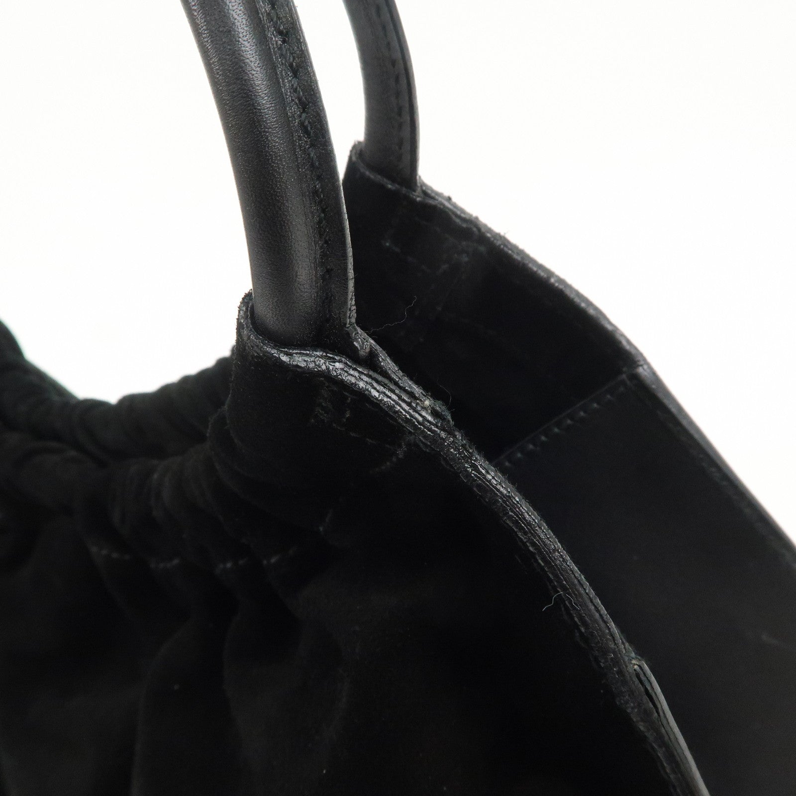 GUCCI Logo Suede Leather Shoulder Bag Hand Bag Black 001・4332