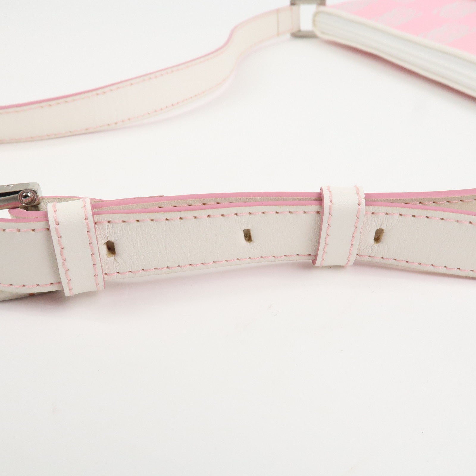 LOEWE Anagram Canvas Leather Shoulder Bag Pink White