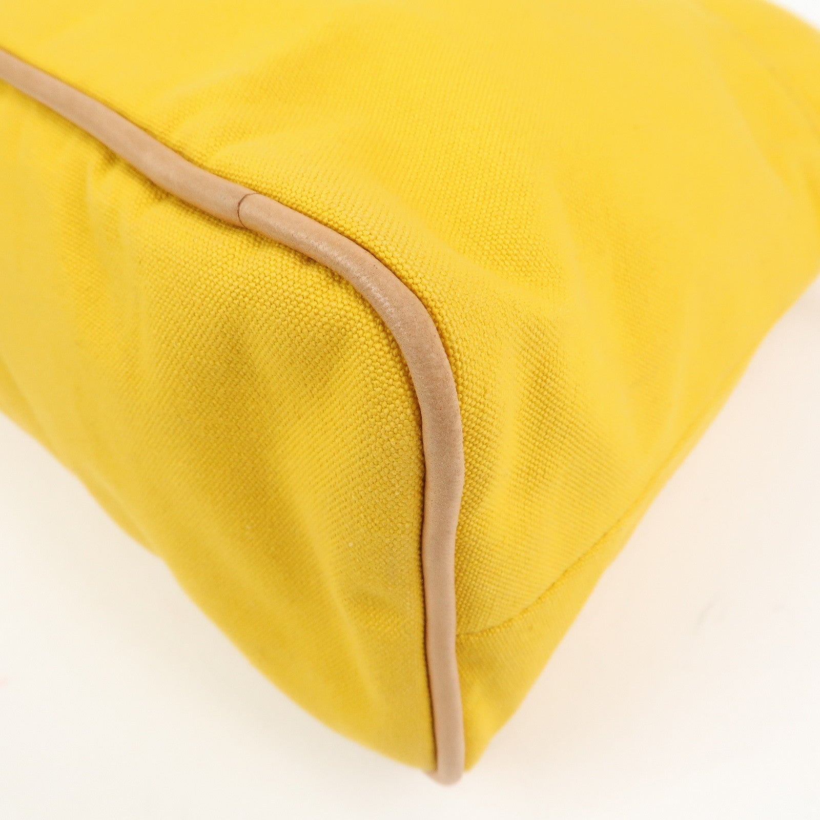 HERMES Bolide Pouch GM Canvas Leather Cosmetic Pouch Yellow