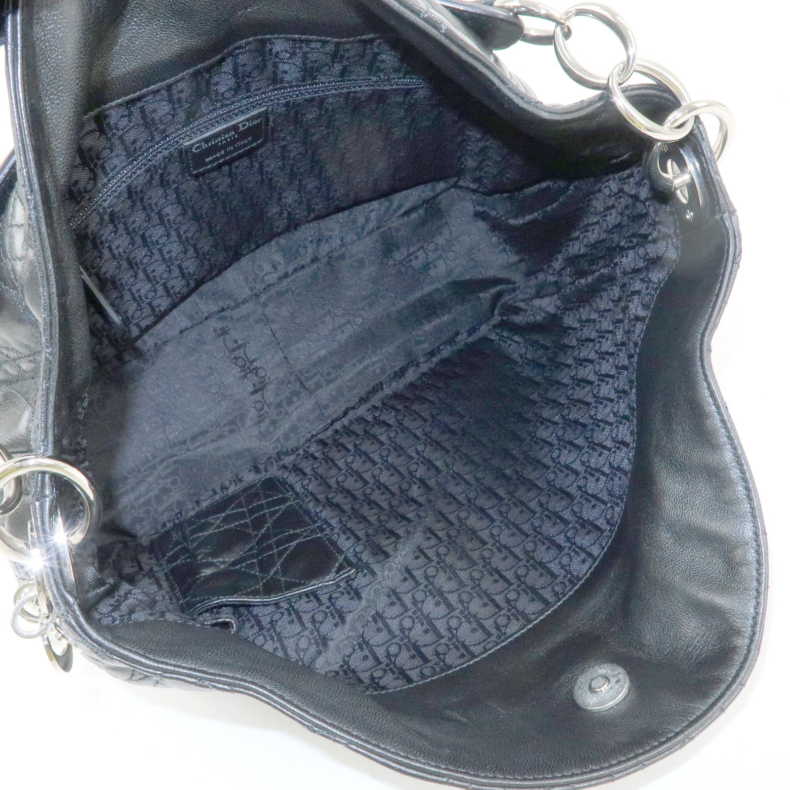 Christian Dior Cannage Lambskin Shoulder Bag Hand Bag Black