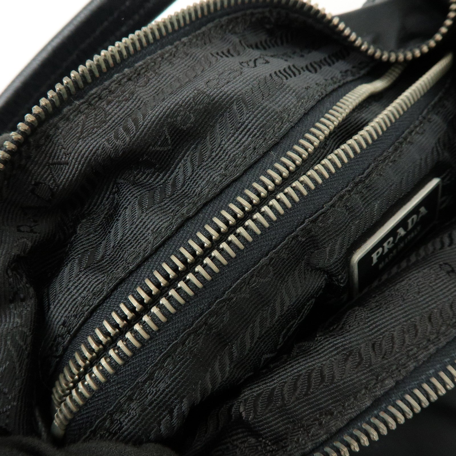 PRADA Triangle Logo Nylon Saffiano Leather Shoulder Bag BR3332