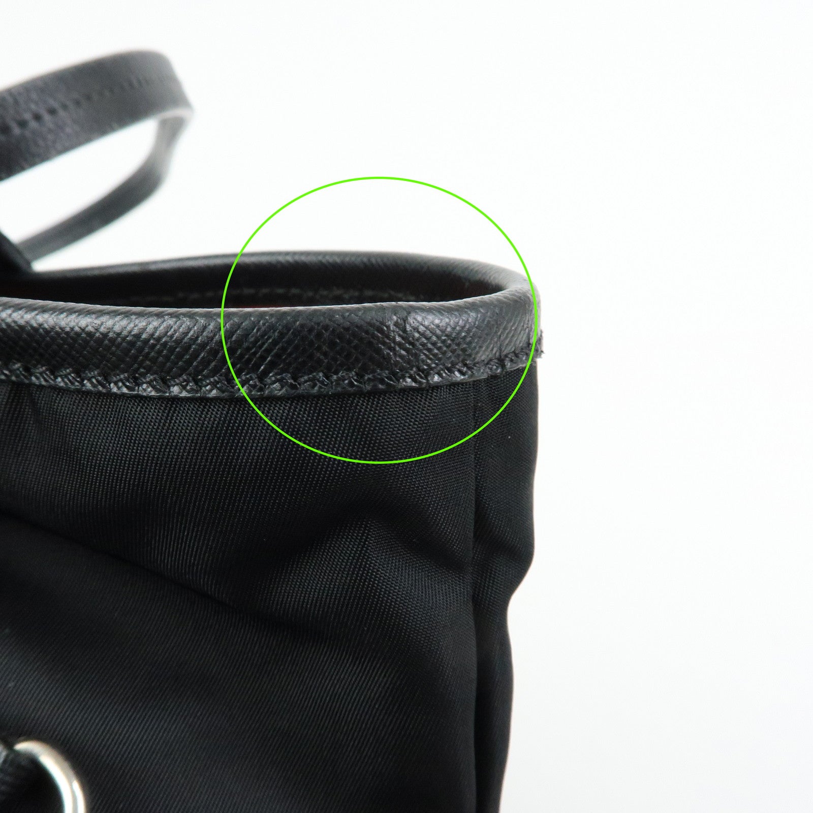 PRADA Logo Nylon Leather Tote Bag Shoulder Bag Hand Bag Black