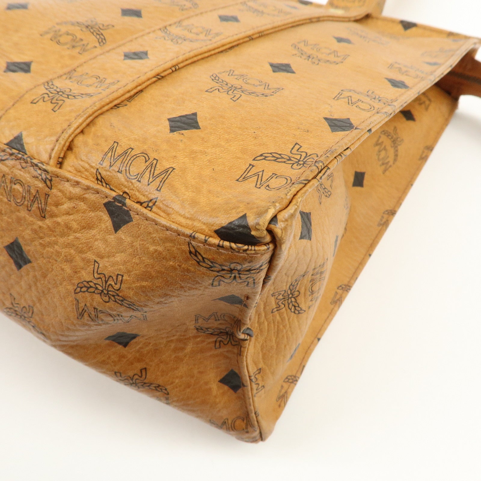 MCM Visetos Leather Shoulder Bag Tote Bag Brown