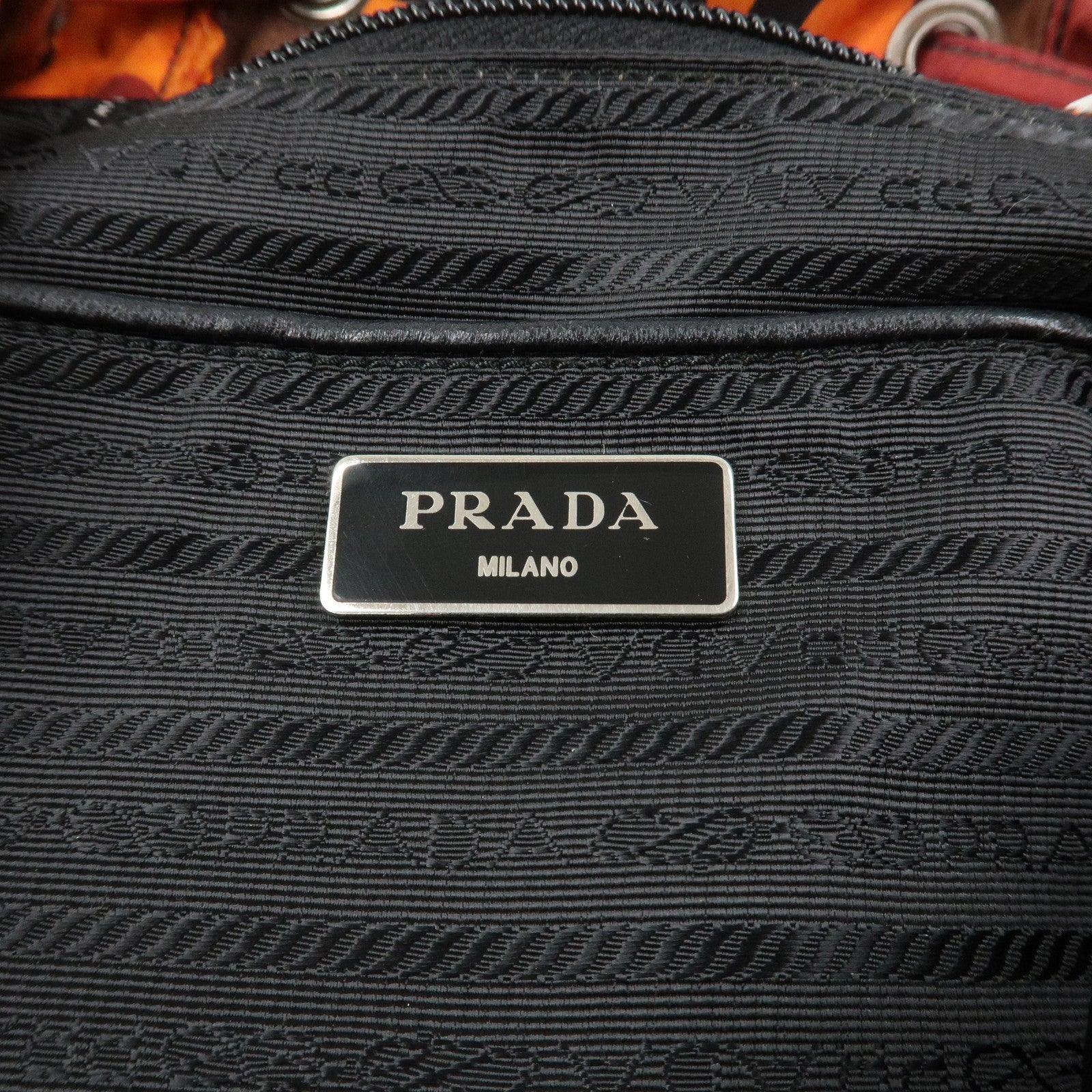 PRADA Triangle Logo Nylon Leather Backpack Camouflage OrangeBZ0032