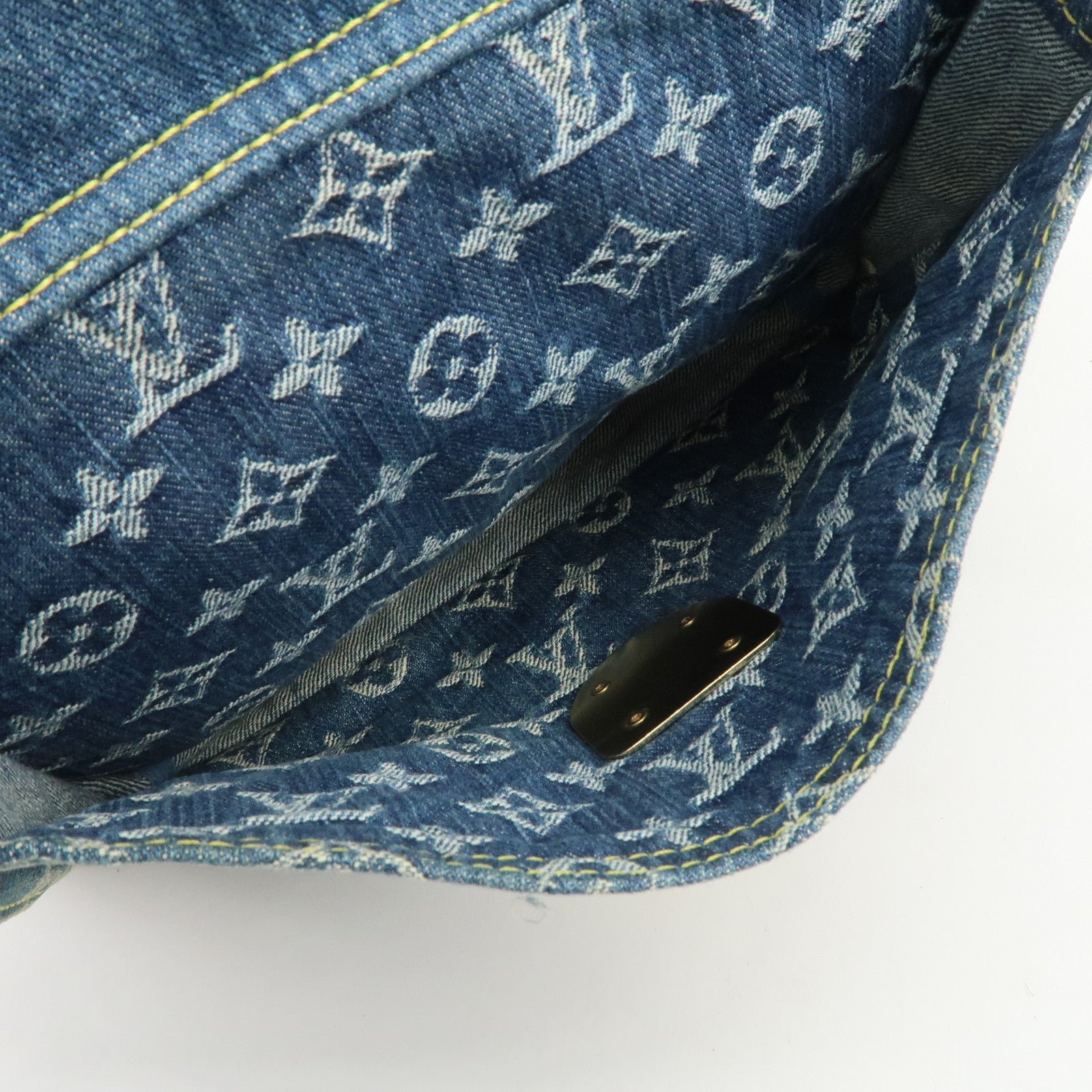 Louis Vuitton Monogram Denim Flat Shopper Tote Bag Blue M95018