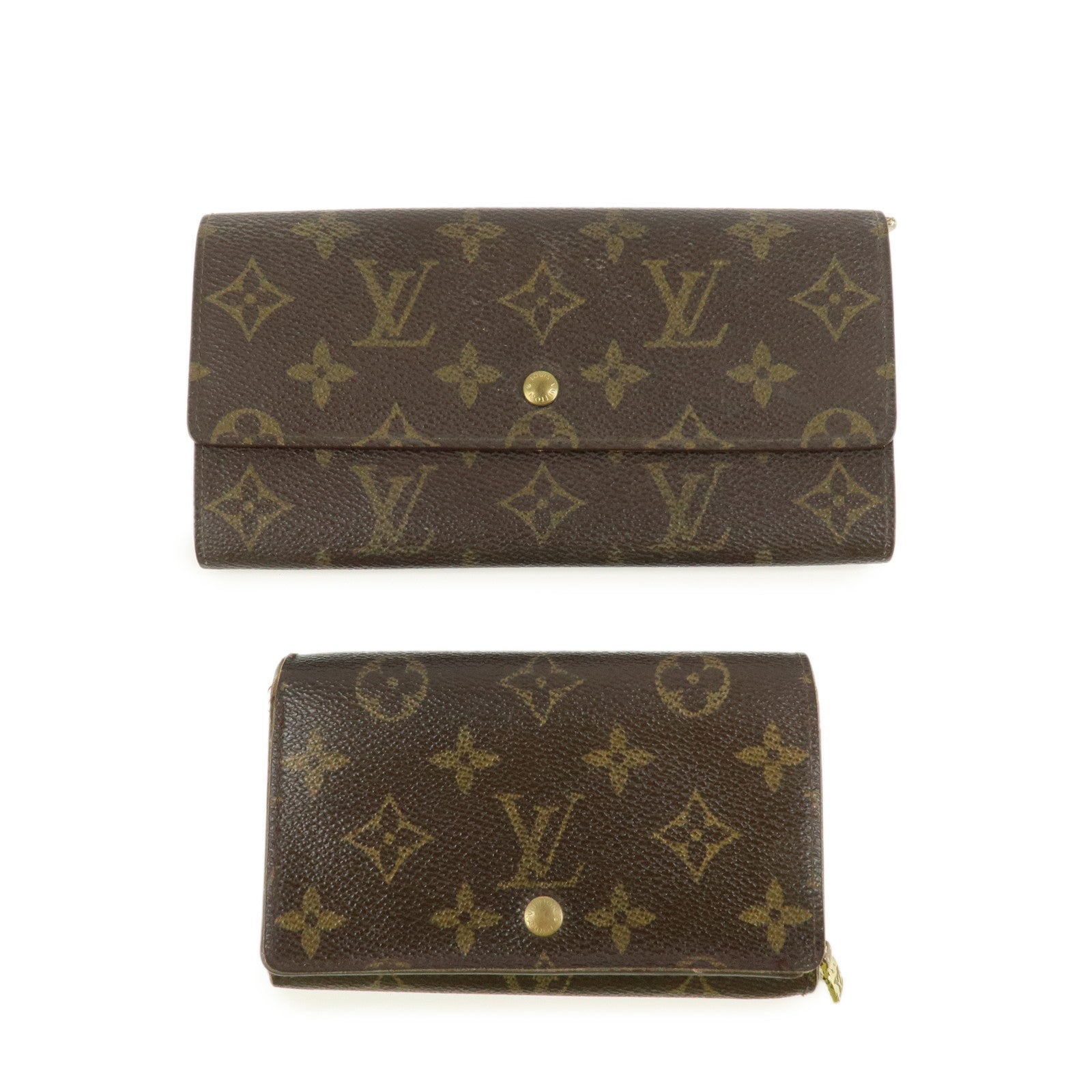 Louis Vuitton Set of 2 Monogram Canvas Wallet M61723 M61736 Used