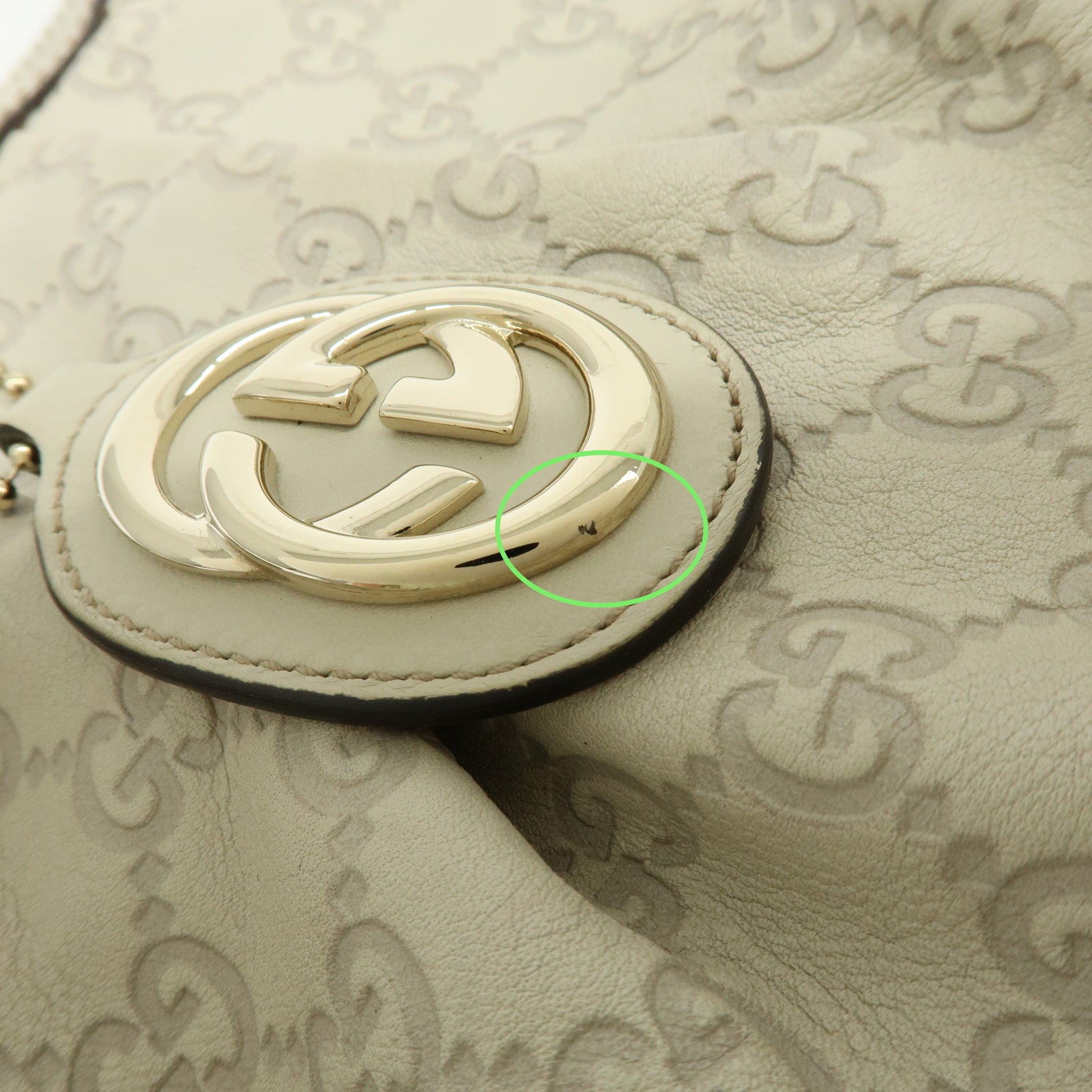 GUCCI Sukey Guccissima Leather Shoulder Bag Hand Bag White 232955