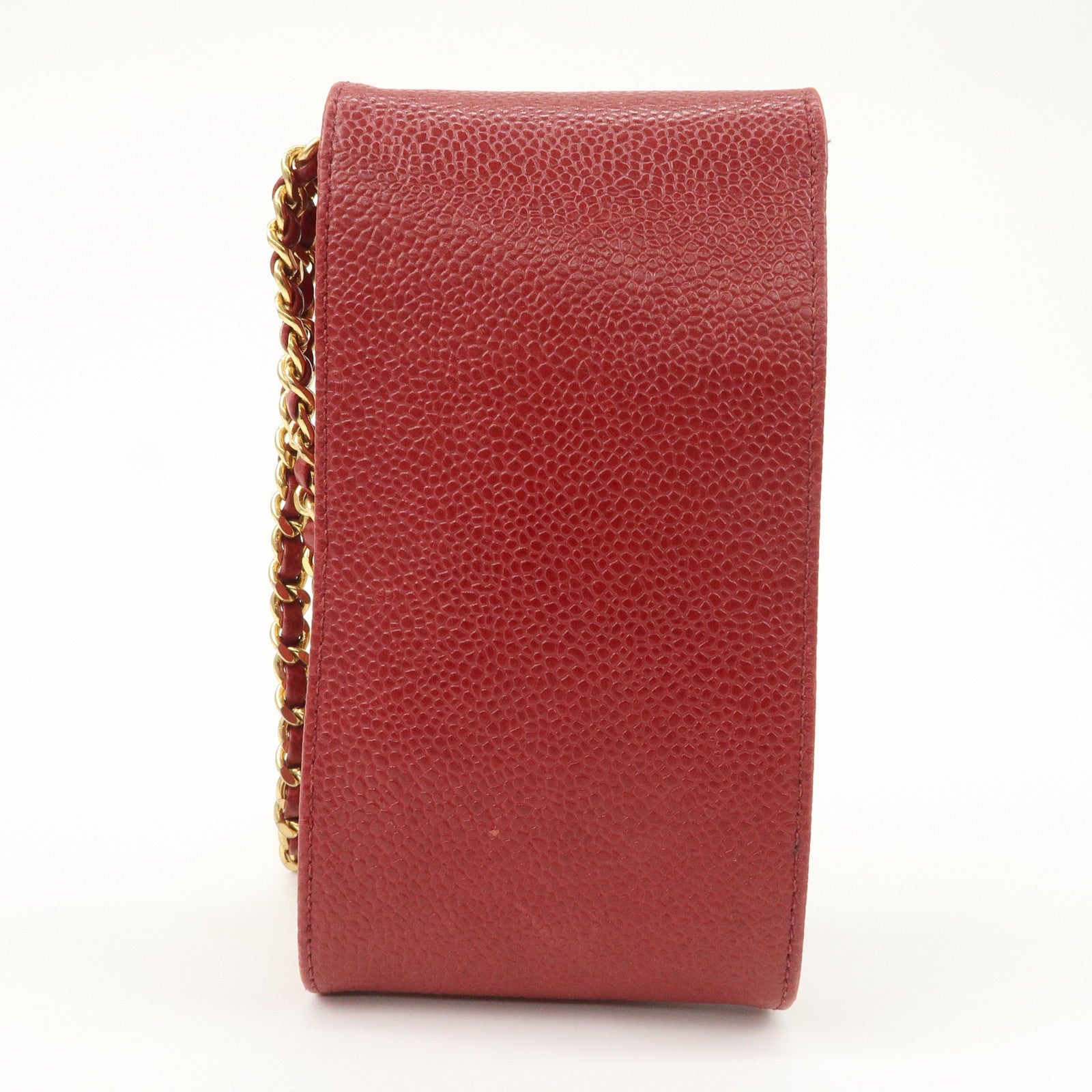 CHANEL COCO Mark Caviarskin Chain Shoulder Bag Pouch Red