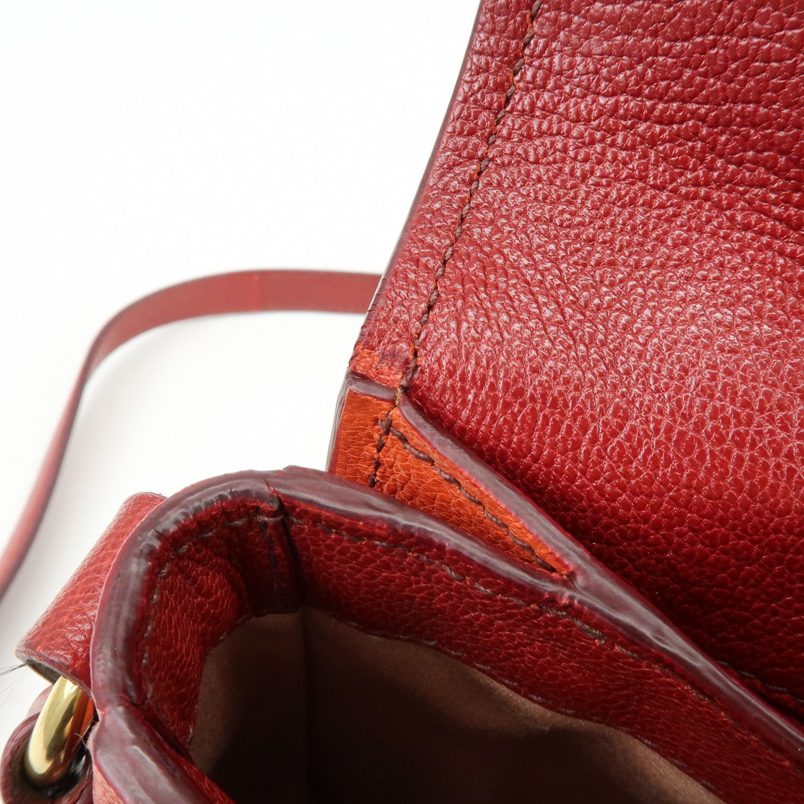 MIU MIU Madras Leather 2Way Bag Hand Bag Shoulder Bag Red Orange