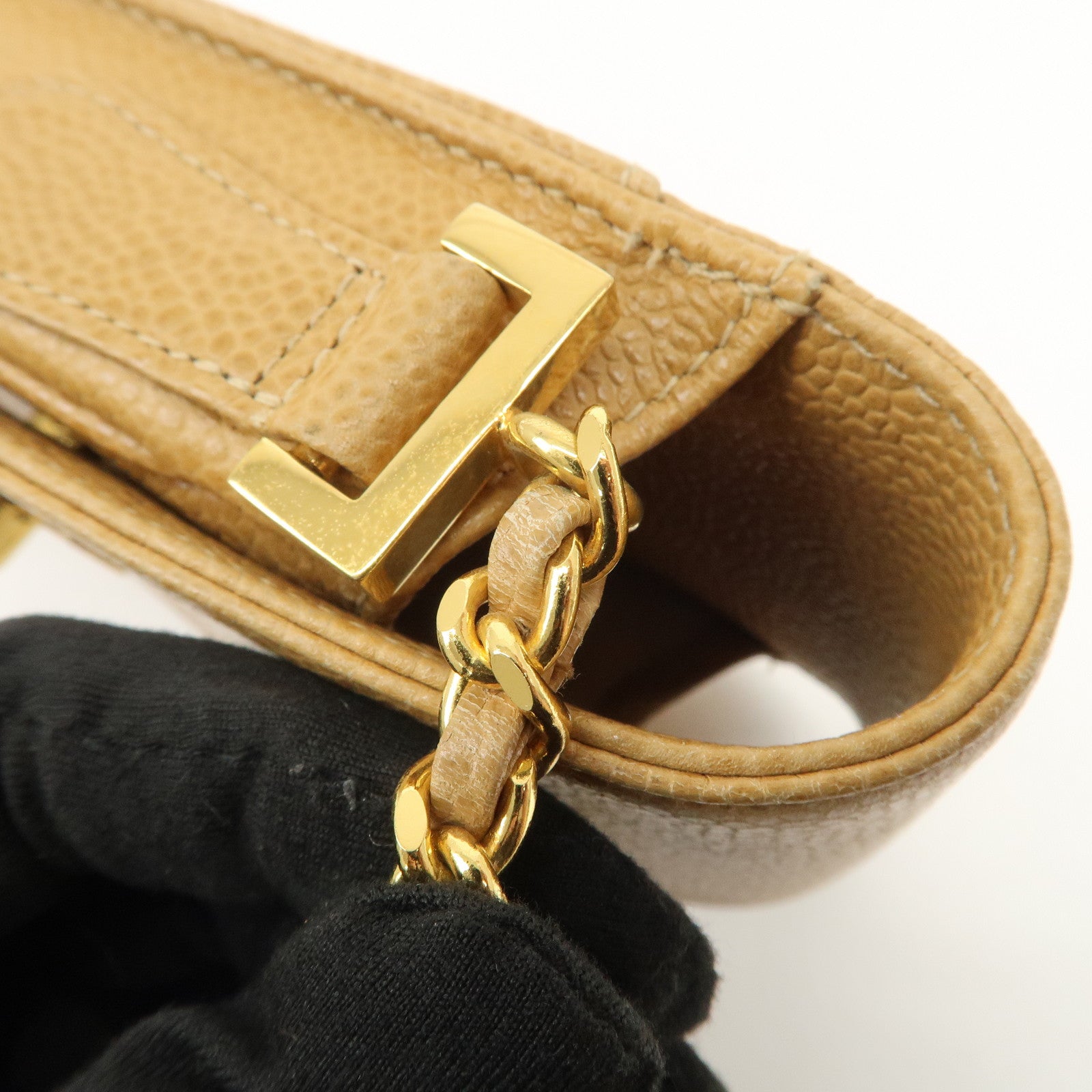 CHANEL COCO Mark Chain Shoulder Bag Phone Case Light Brown