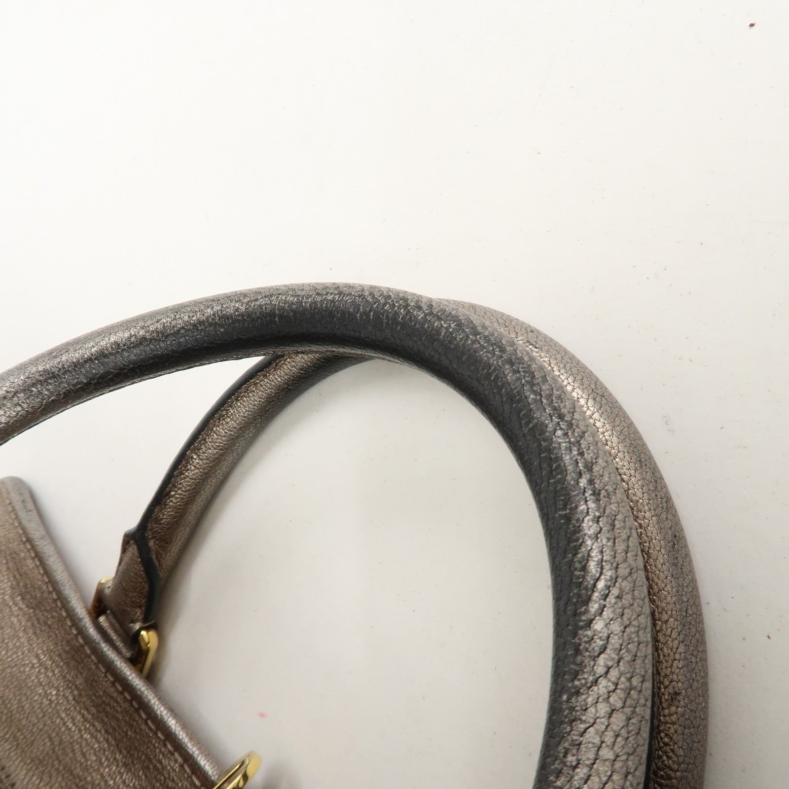 LOEWE Anagram Leather Amazona 36 Hand Bag Boston Bag Silver Grey