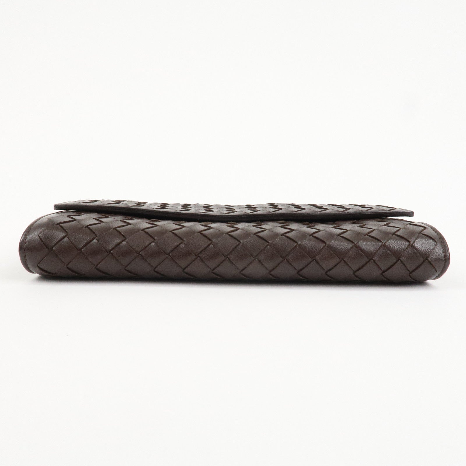 BOTTEGA VENETA Intrecciato Leather Long Wallet Brown Used