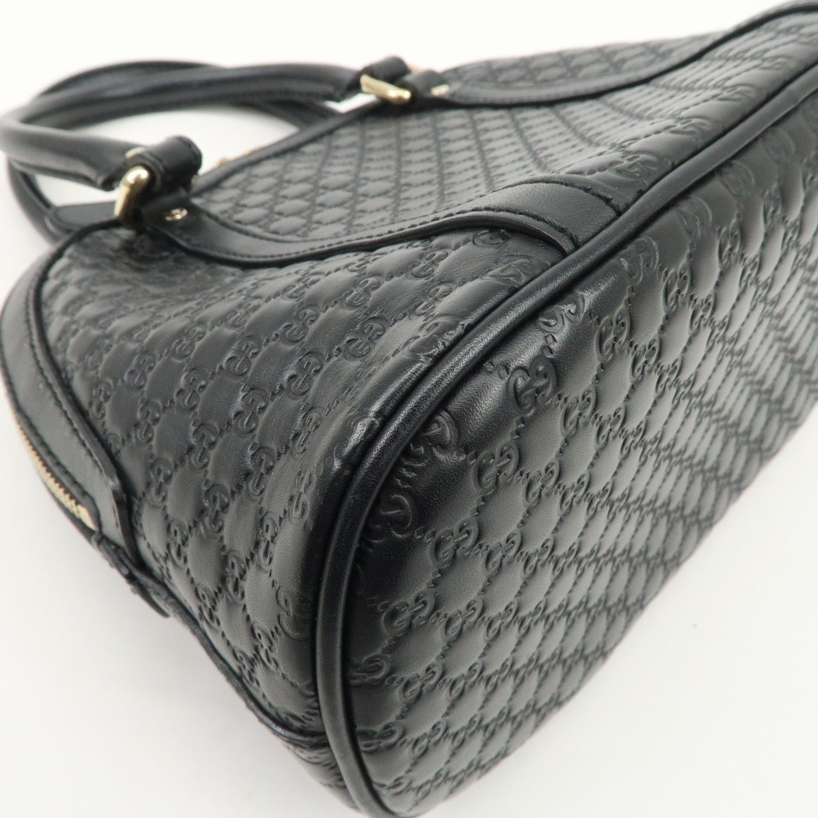 GUCCI Micro Guccissima Leather 2 Way Hand Bag Black 449654 Used