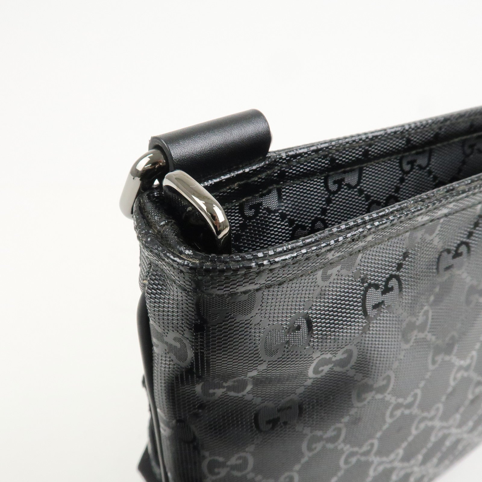 GUCCI GG Imprime Monogram PVC Shoulder Bag Cross Body Bag Black 295257