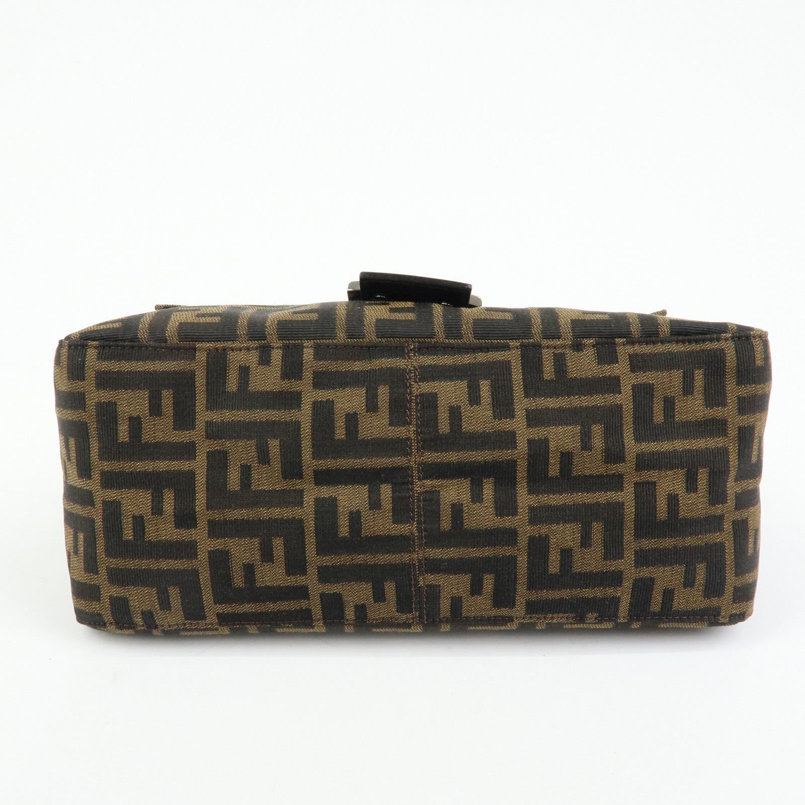 FENDI Mamma Baguette Zucca Canvas Leather Shoulder Bag Brown 26325