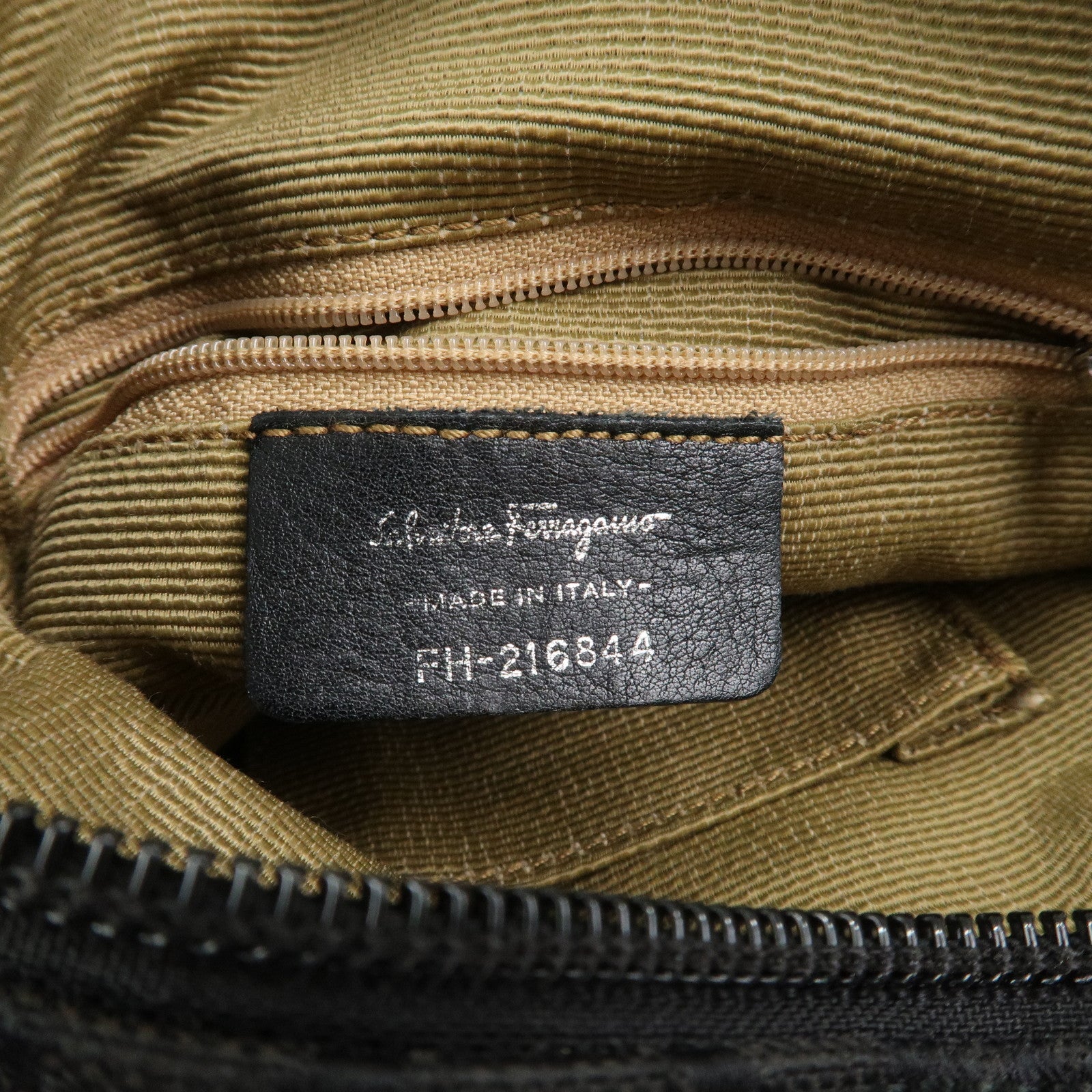 Ferragamo Gancini Logo Canvas Leather Crossbody Shoulder Bag Black