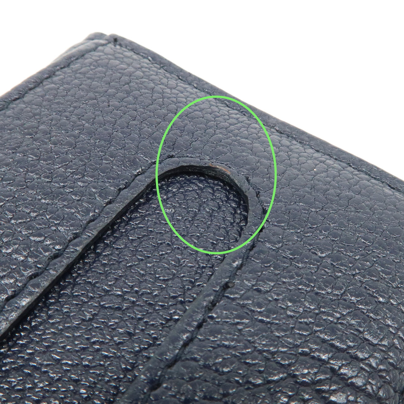 MIUMIU Logo Madras Leather Card Case Pass Case Navy 5MC320 Used