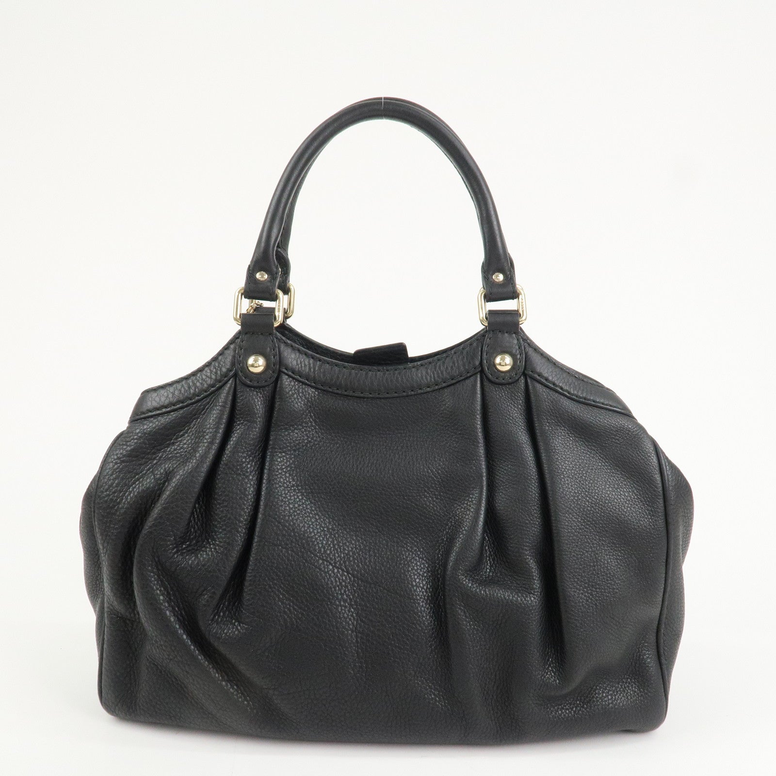 GUCCI Sukey Leather Hand Bag Tote Bag Black 211944 Used