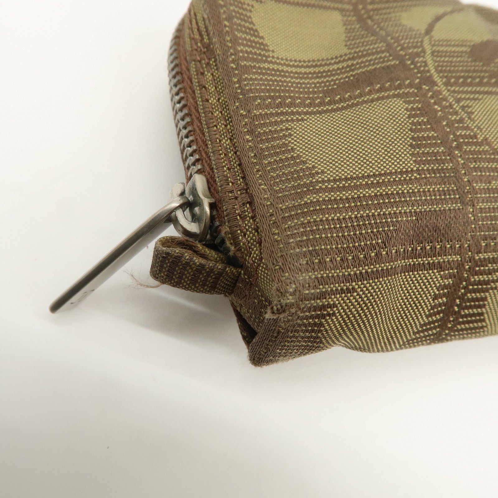 CHANEL New Travel Line Nylon Jacquard Cosmetic Pouch Khaki