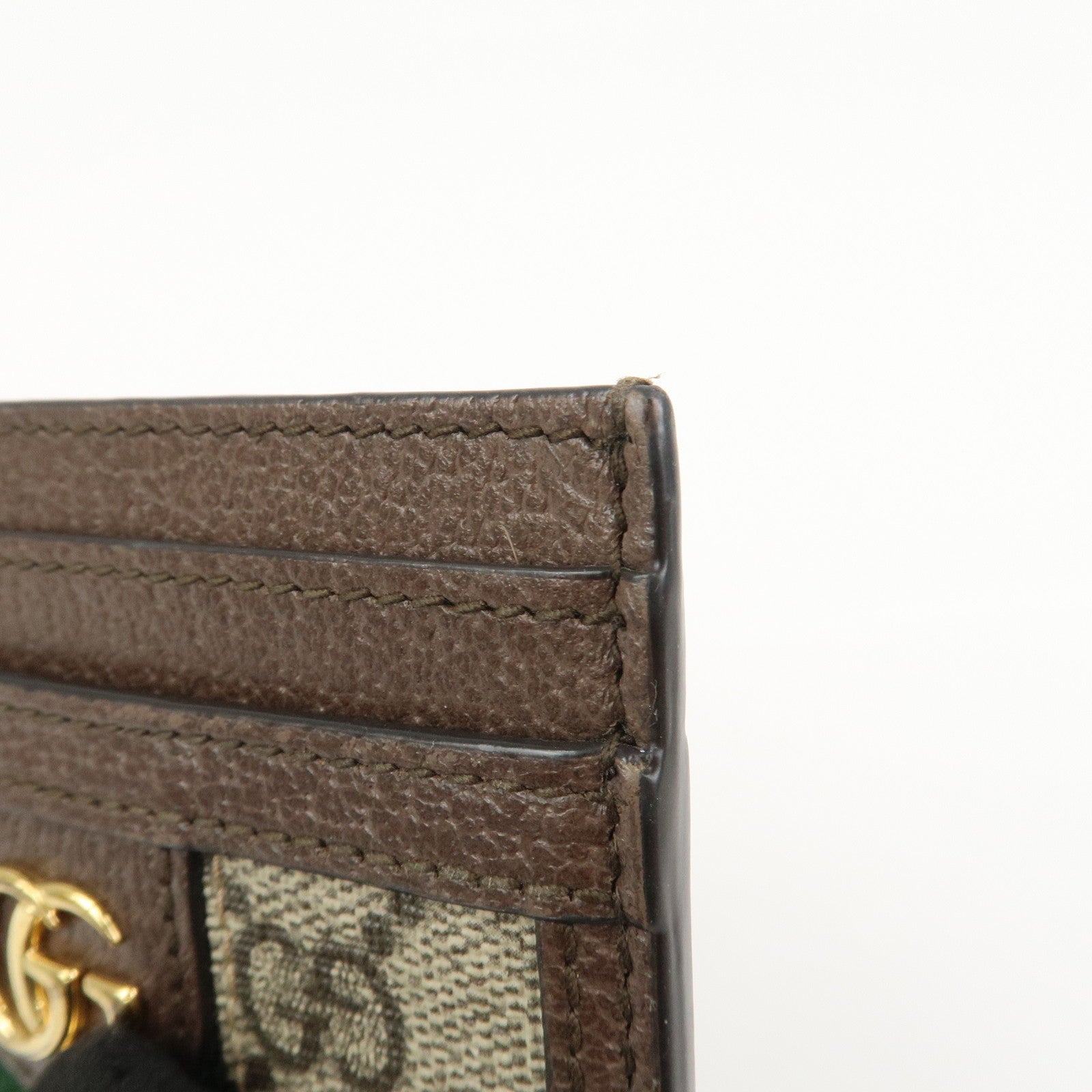 GUCCI Ophidia GG Supreme Leather Card Case Card Holder Brown 523159