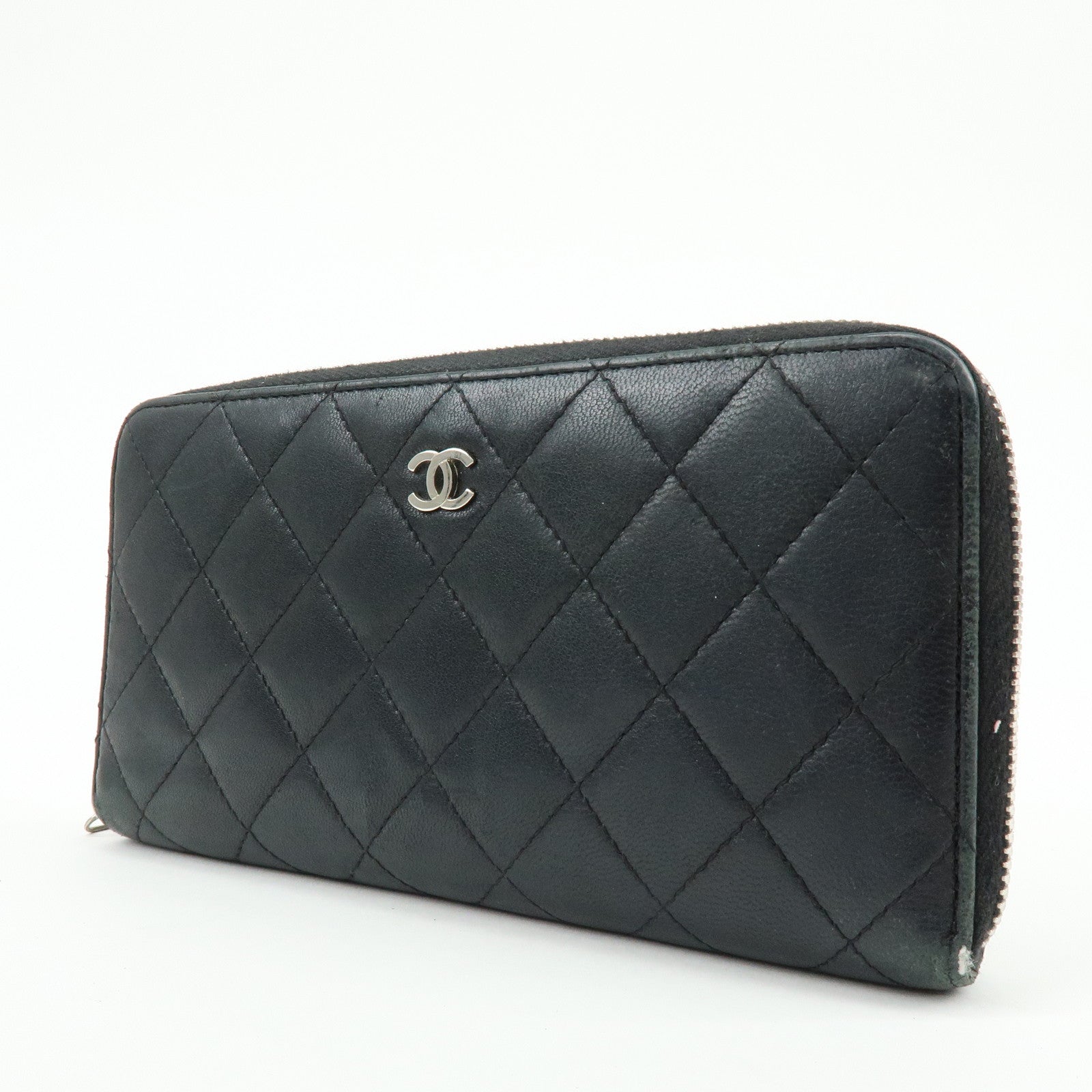 CHANEL Matelasse COCO Mark Round Zippy Long Wallet Black A50097