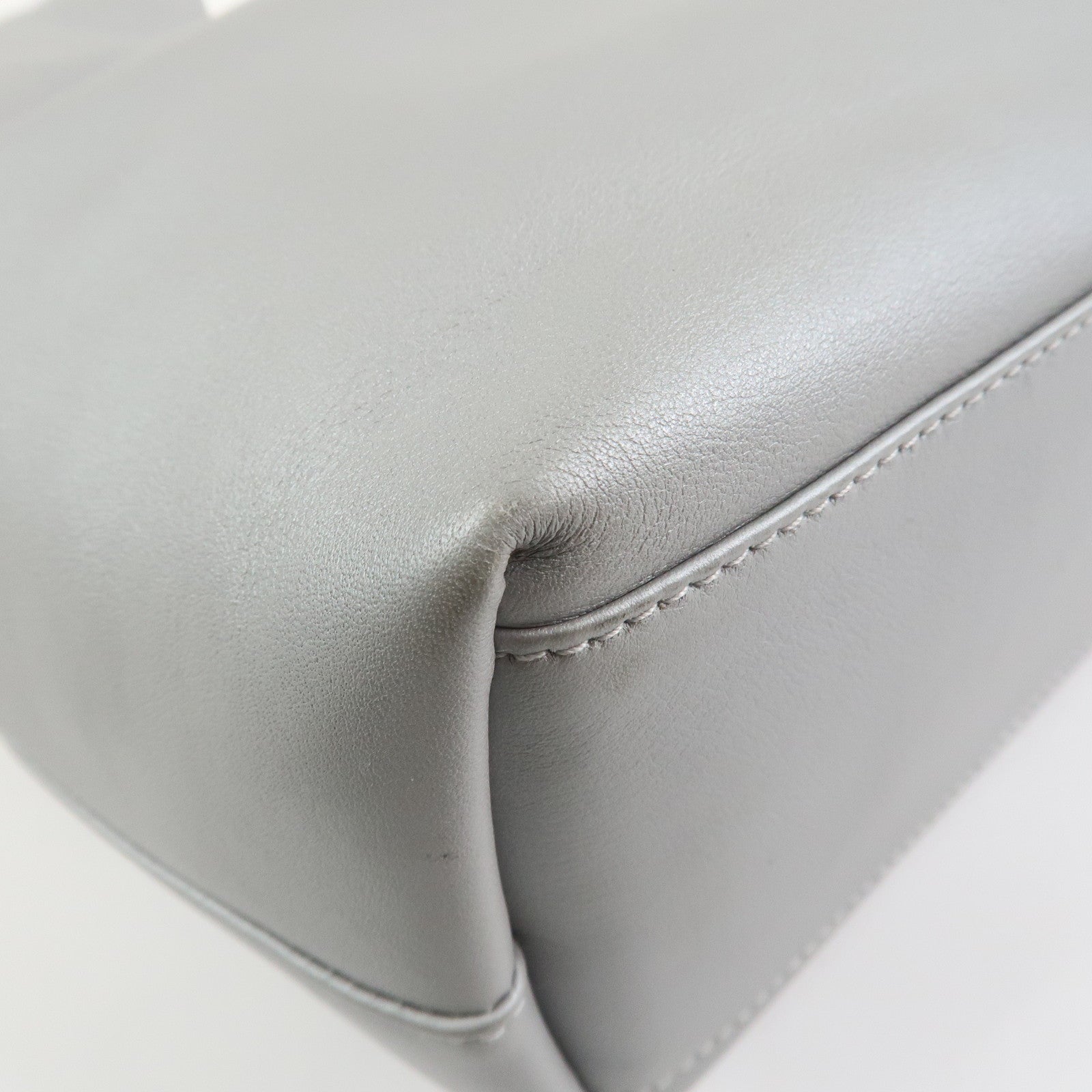 Christian Dior Maris Pearl Leather Hand Bag Silver Gray