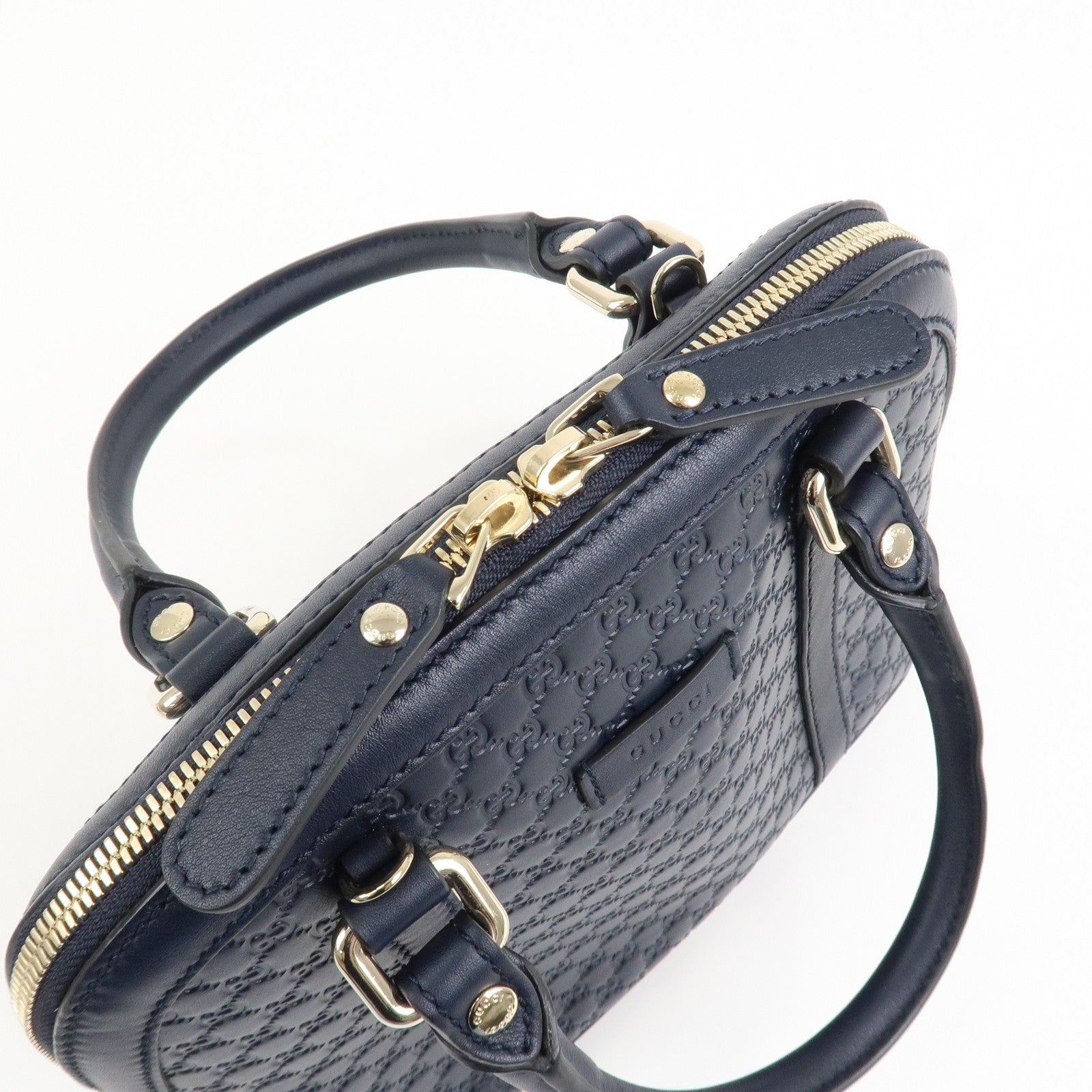 GUCCI Micro Guccissima Leather 2Way Hand Shoulder Bag Navy 449654