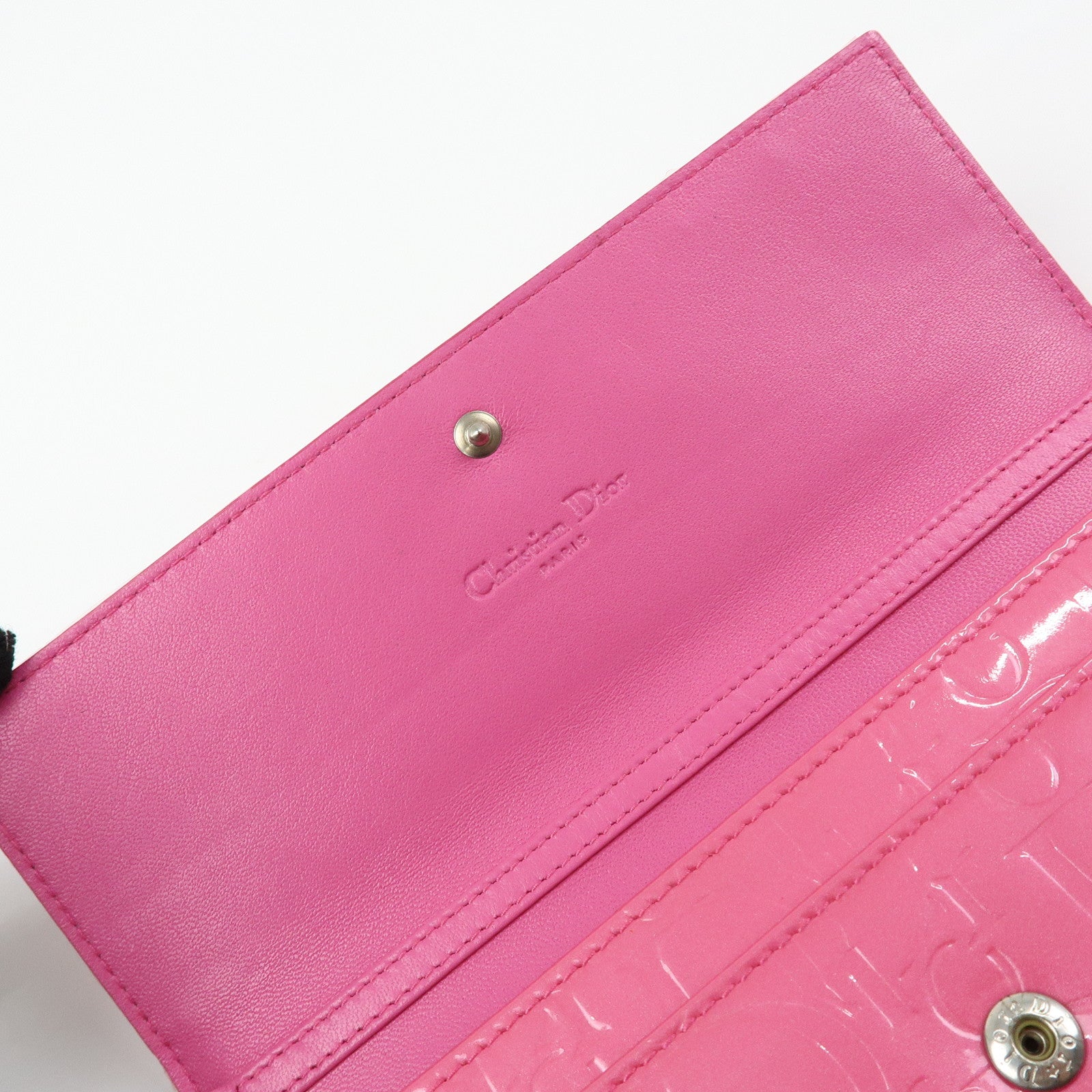 Christian Dior Trotter Patent Leather Chain Wallet WOC Pink