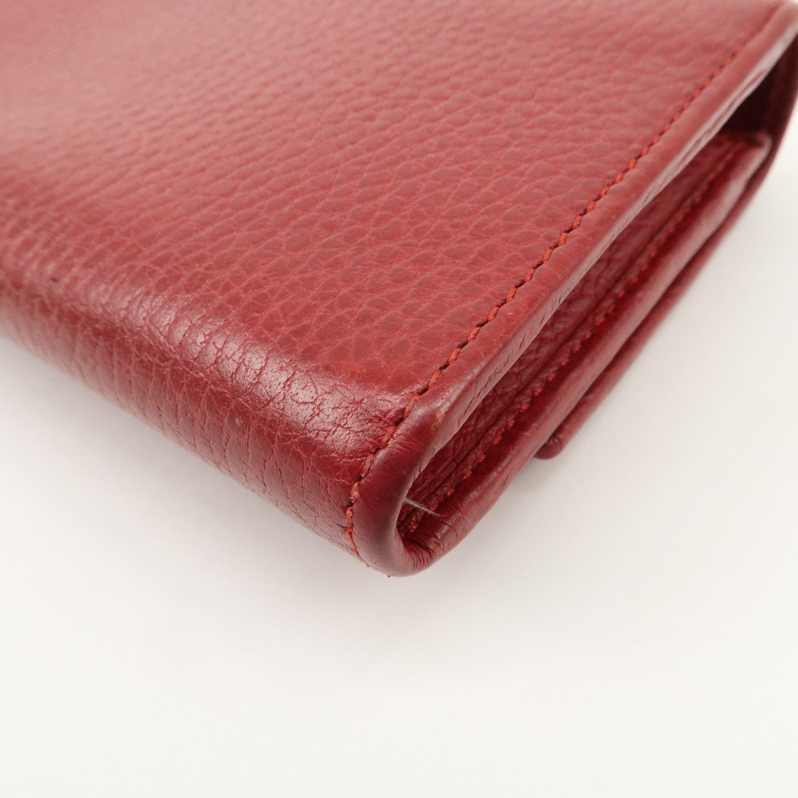 GUCCI GG Marmont Leather Continental Long Wallet Red 456116 Used